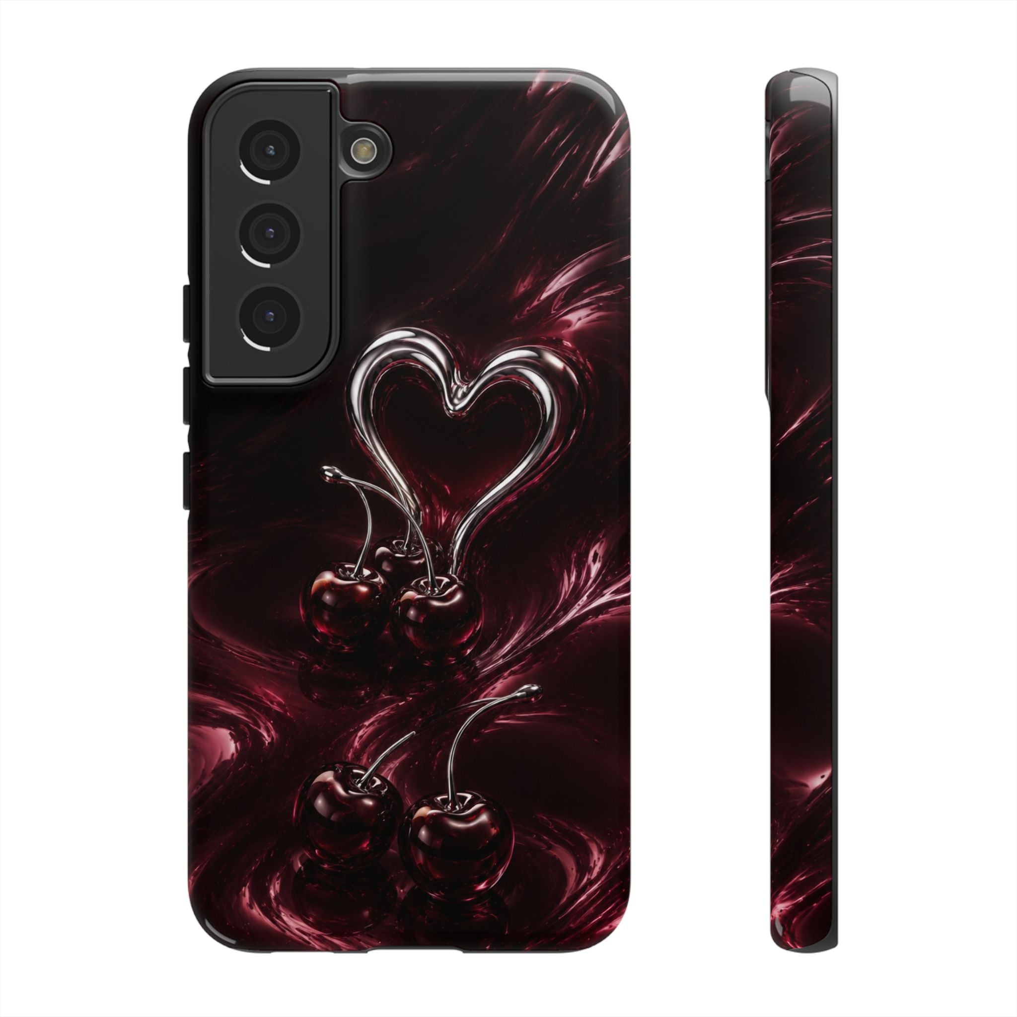 Dark Cherry Chrome Heart Phone Case