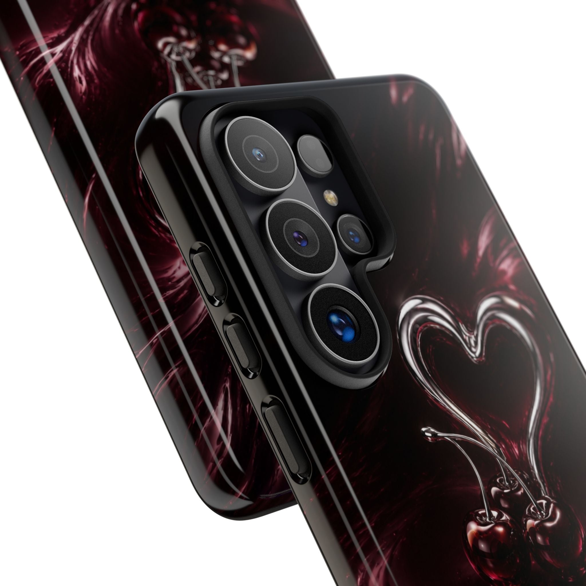 Dark Cherry Chrome Heart Phone Case