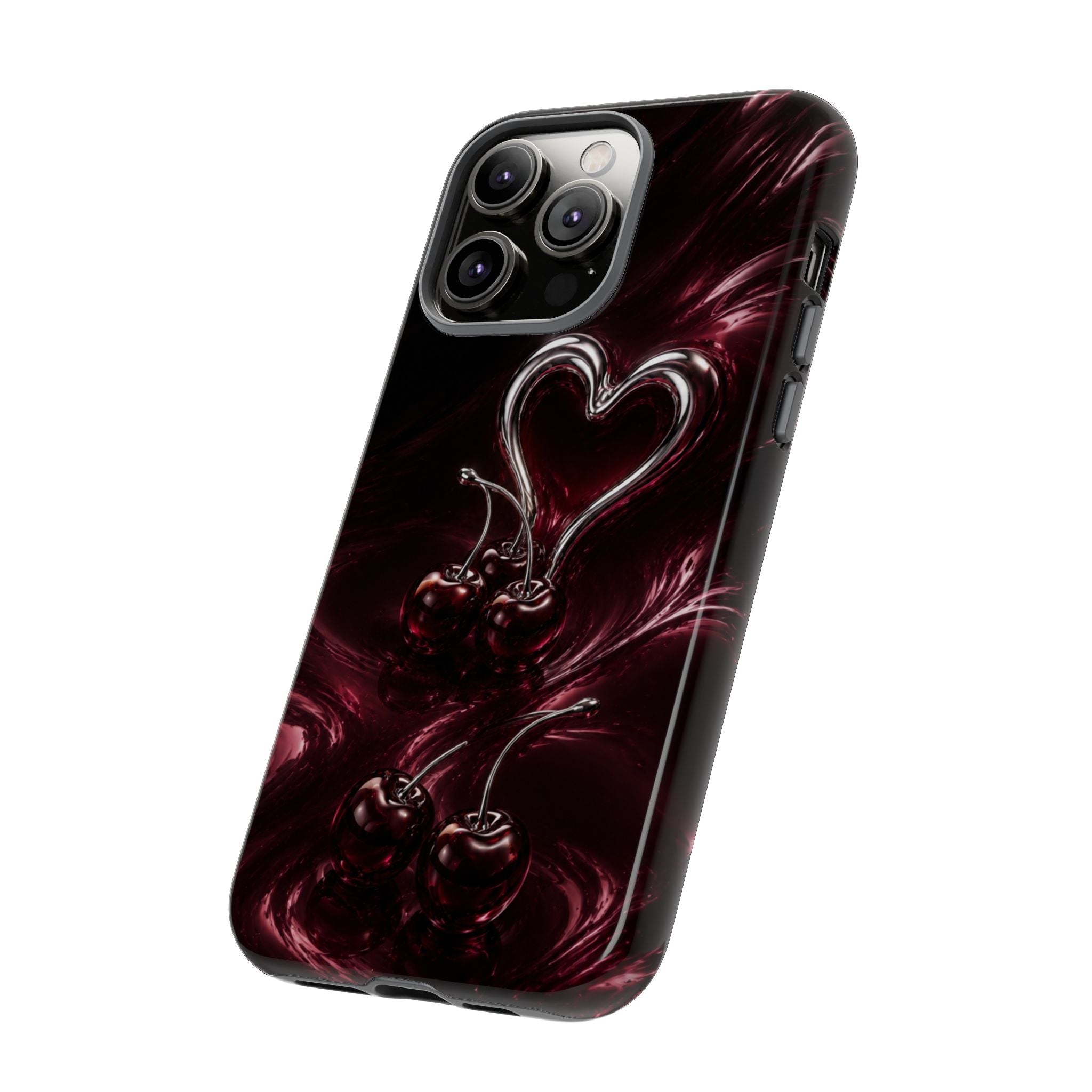 Dark Cherry Chrome Heart Phone Case