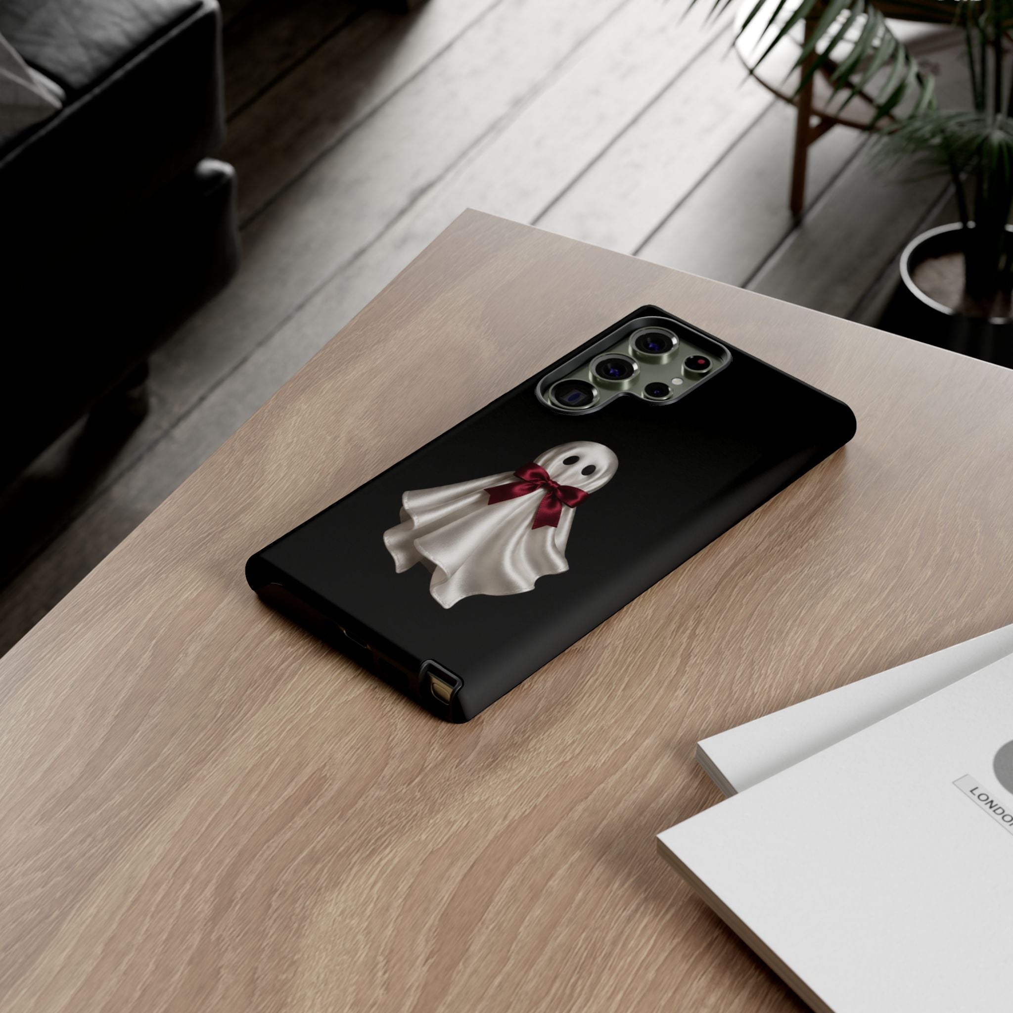 Burgundy Bow Ghost Spooky Phone Case