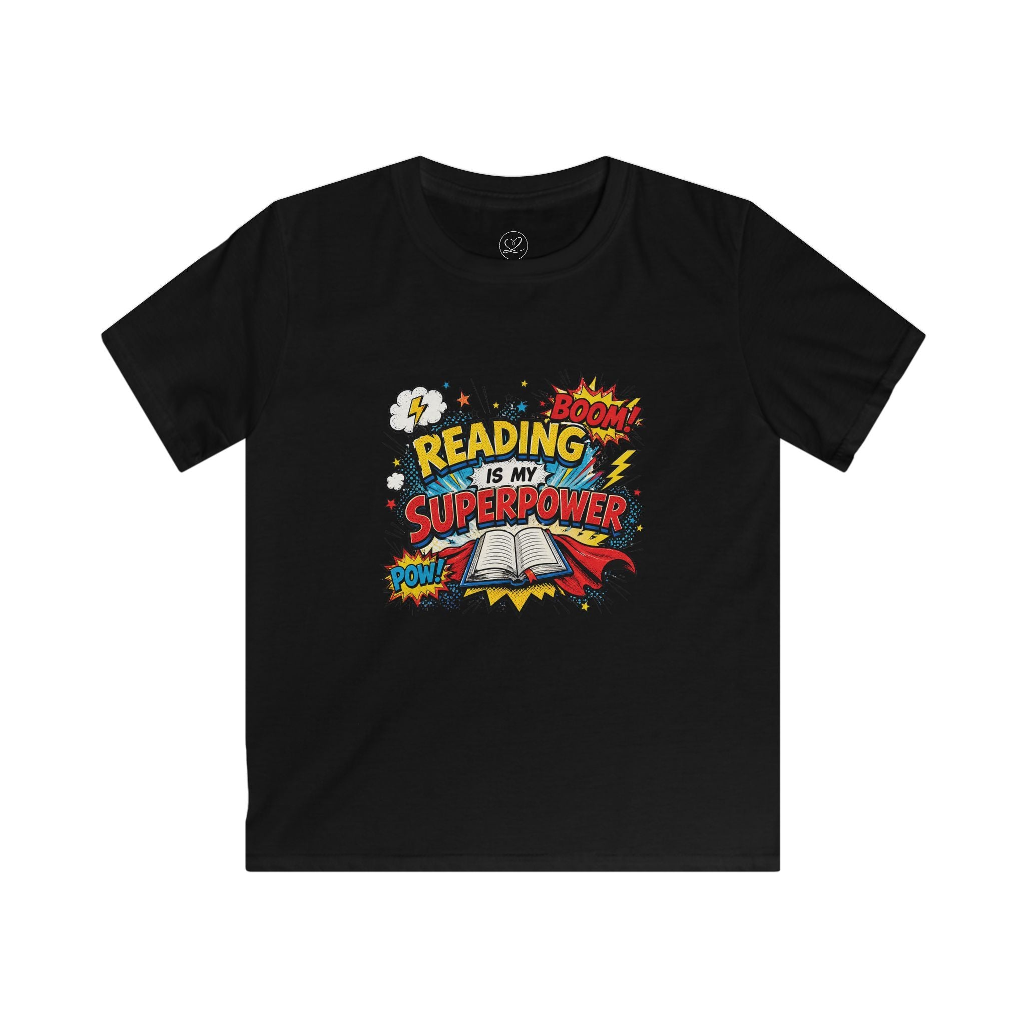 Kids Tee — "Reading Is My Superpower" Comic Book Design