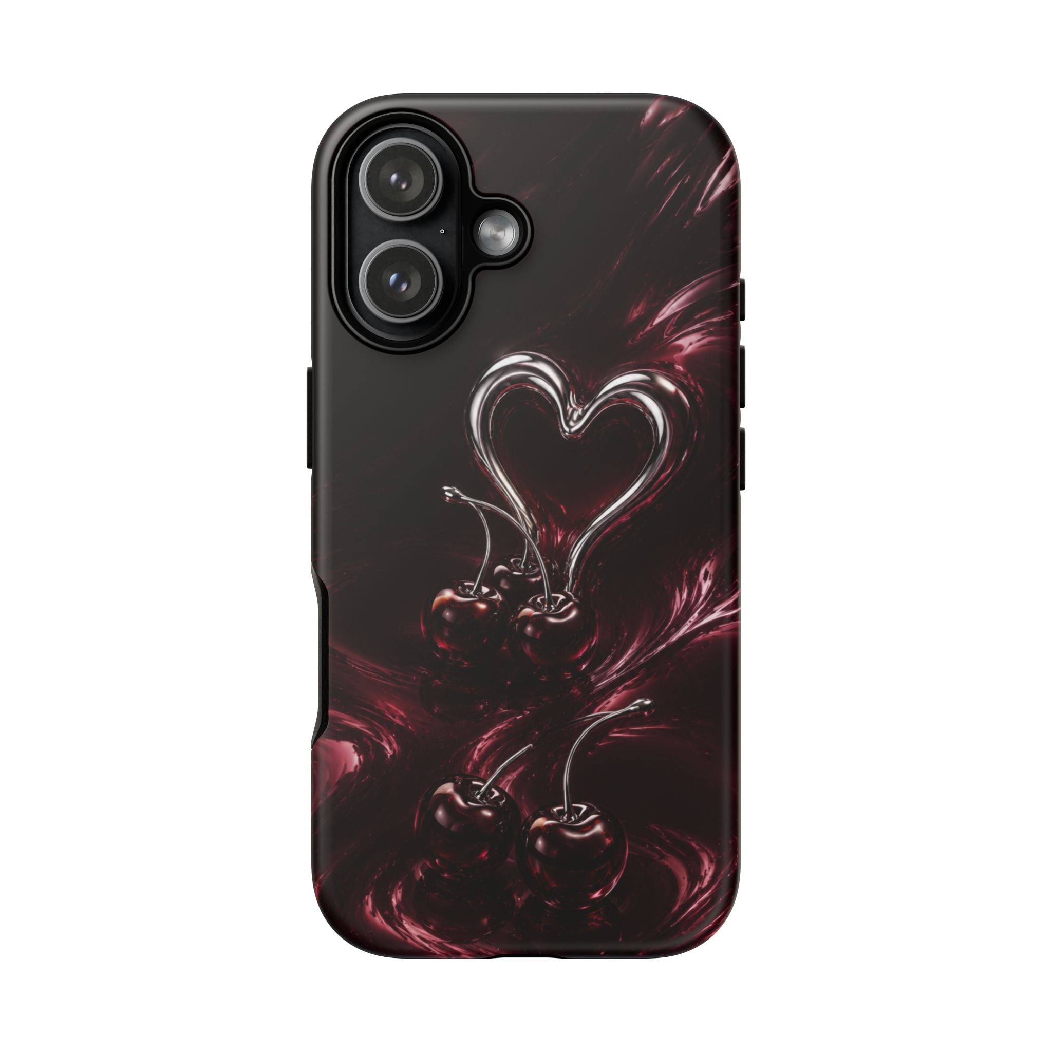 Dark Cherry Chrome Heart Phone Case