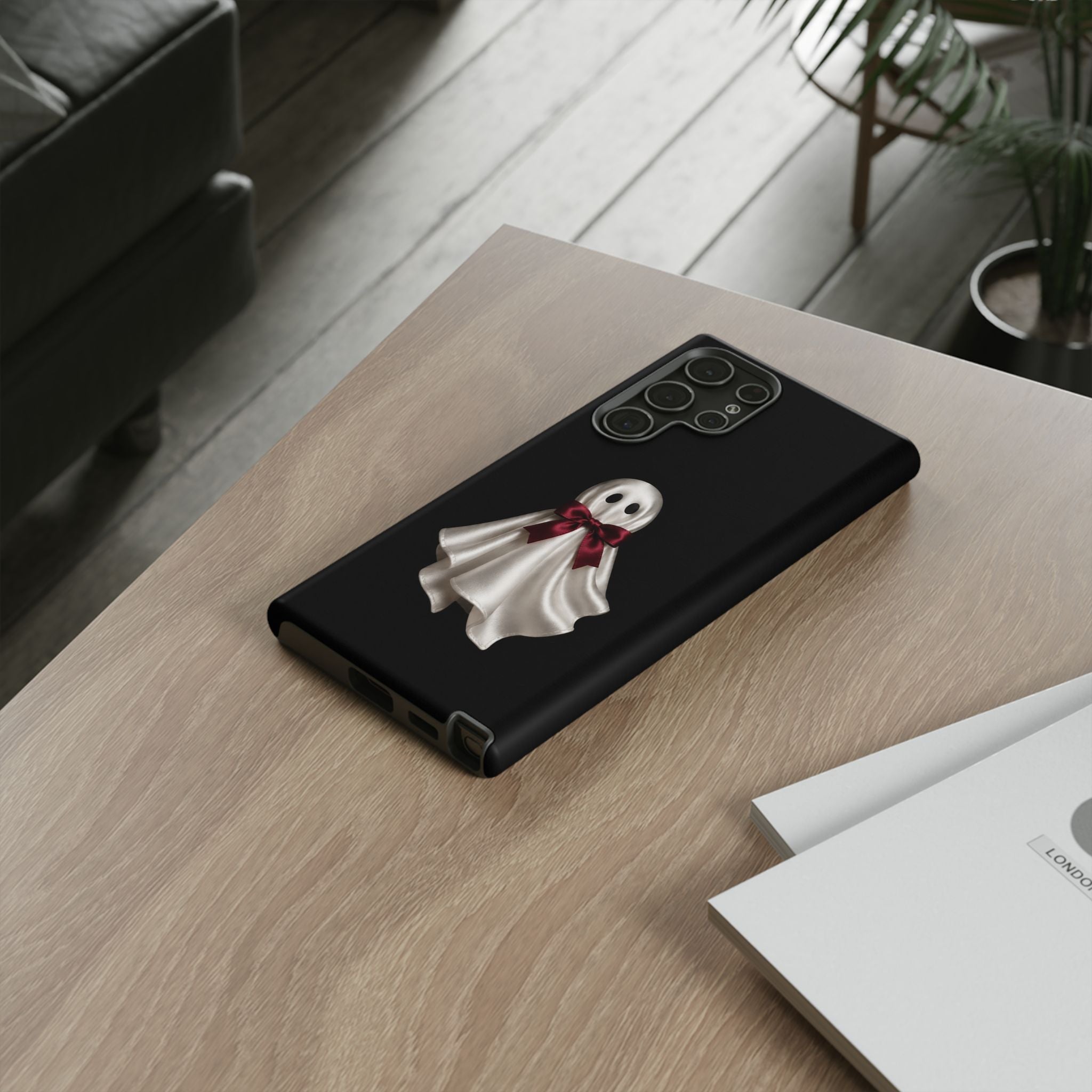 Burgundy Bow Ghost Spooky Phone Case