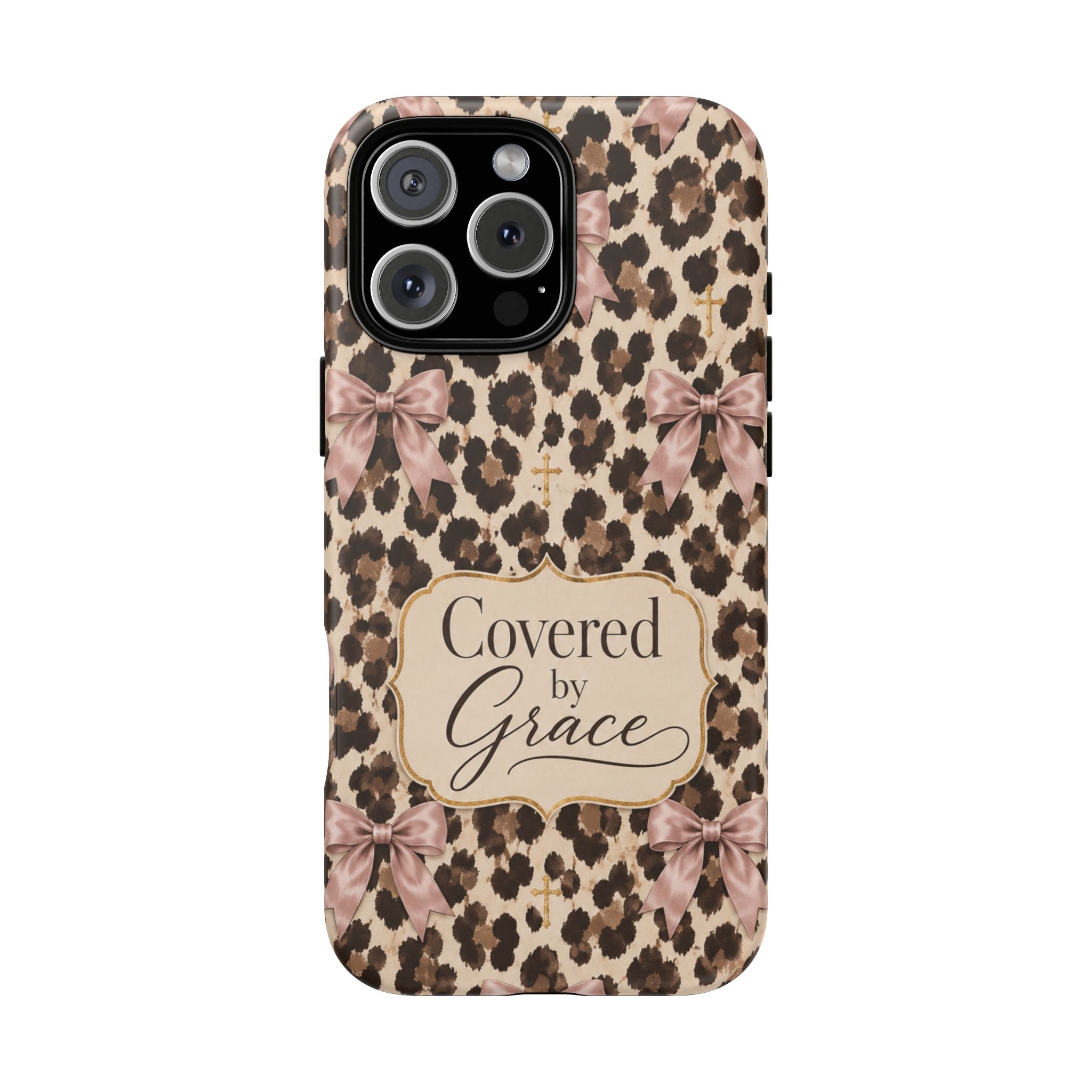 Covered by Grace Leopard Bow Christian Phone Case
