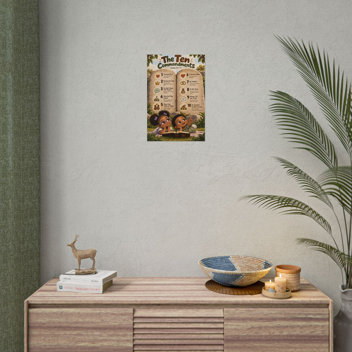 Ten Commandments Christian Kids Poster | Exodus 20 Bible Wall Art
