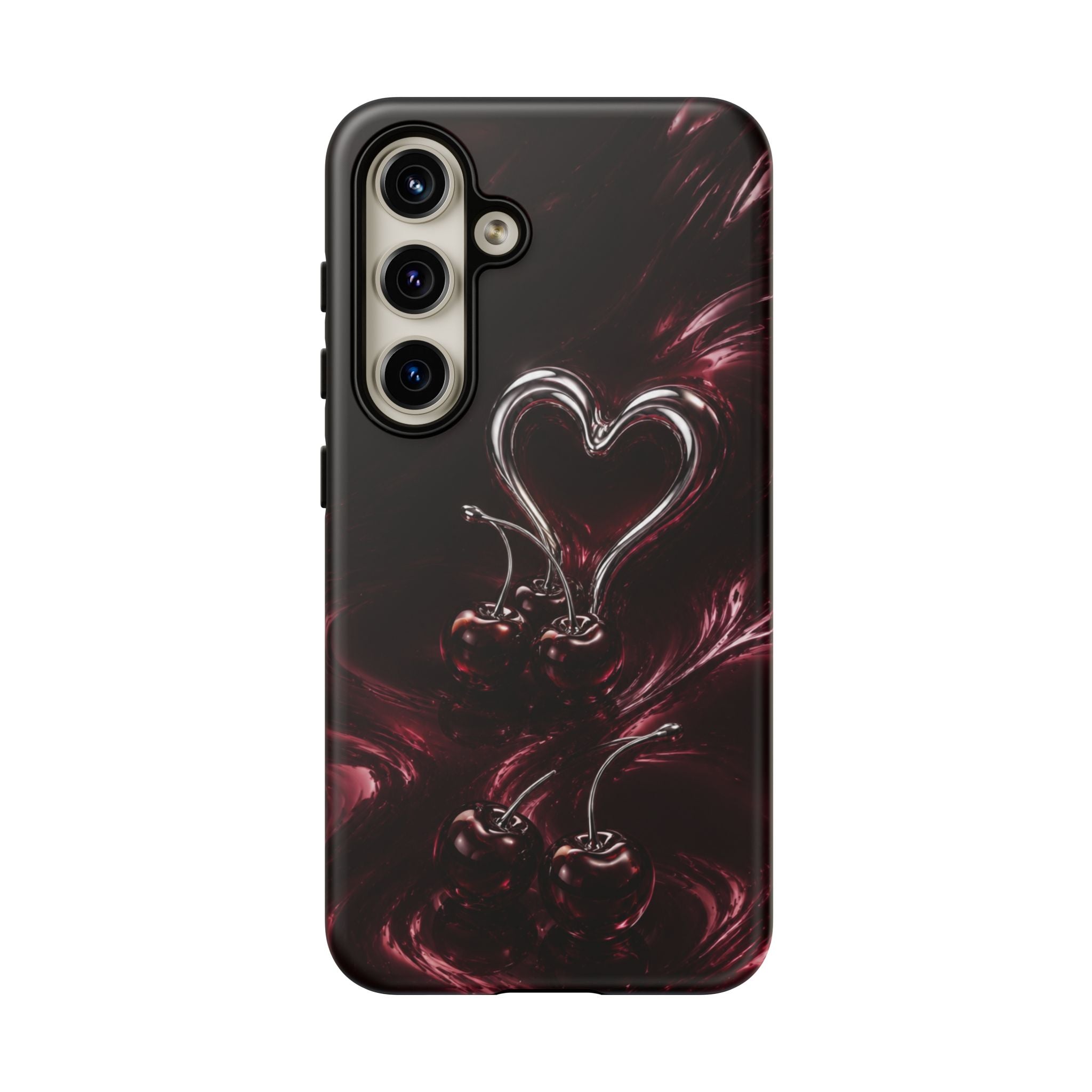 Dark Cherry Chrome Heart Phone Case