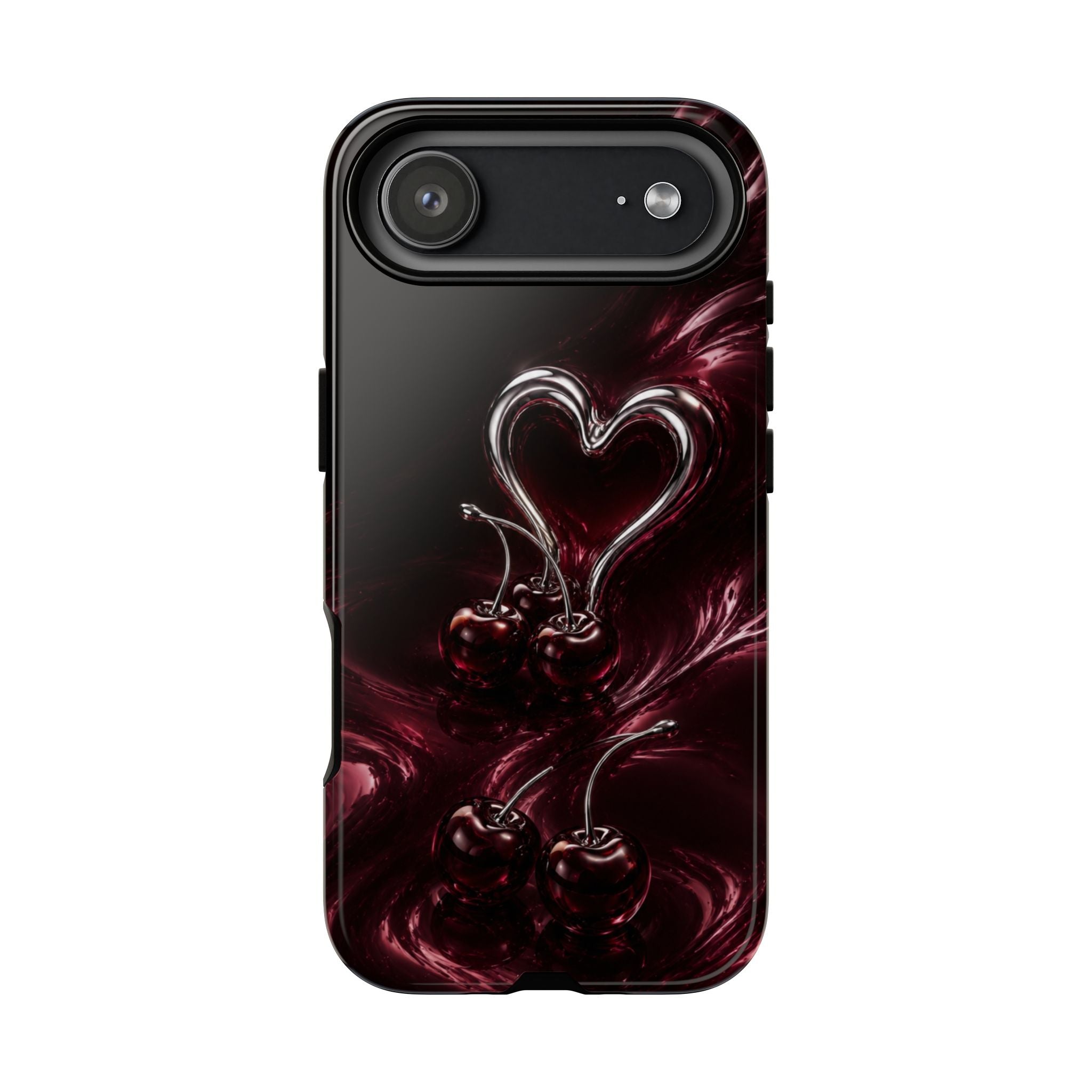 Dark Cherry Chrome Heart Phone Case