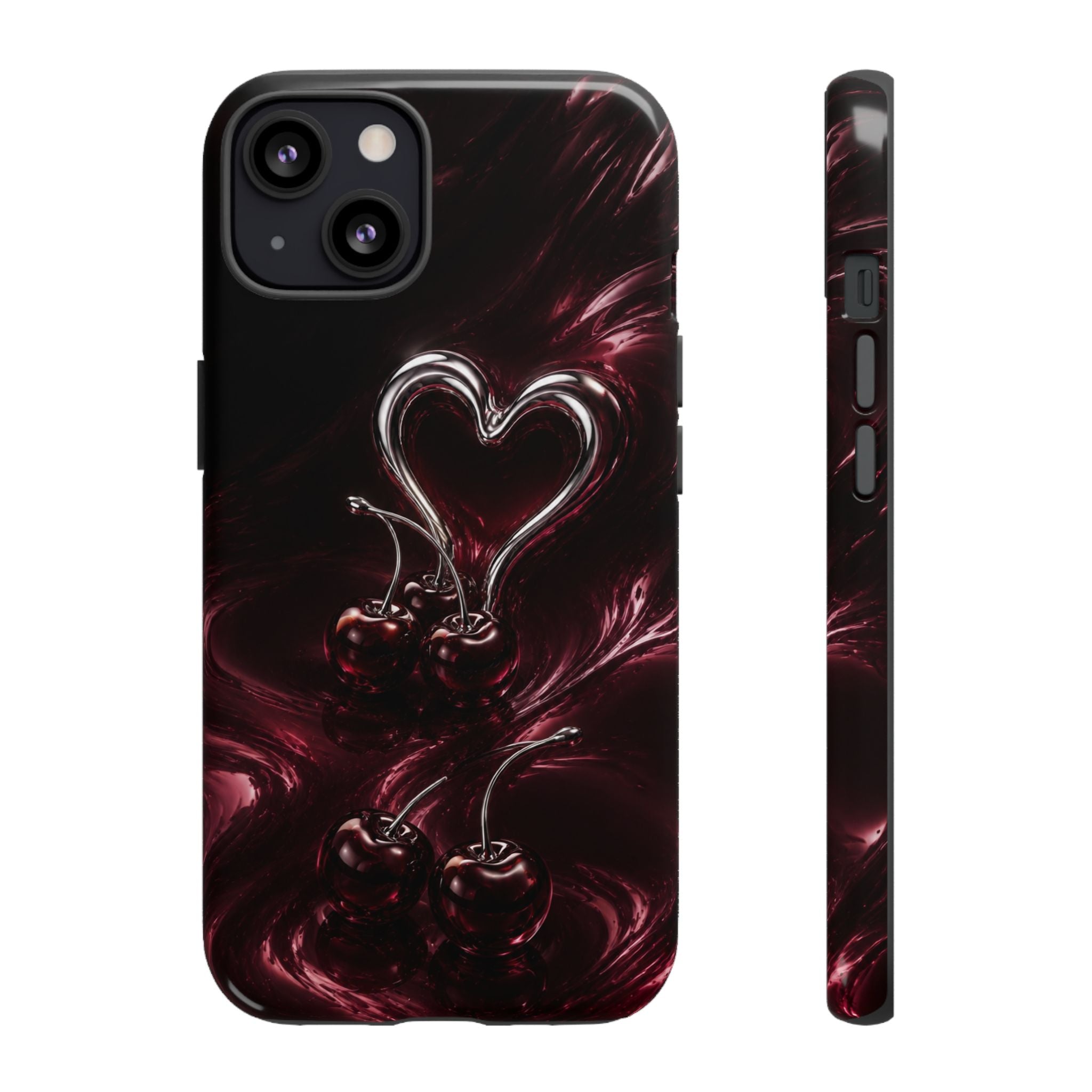 Dark Cherry Chrome Heart Phone Case
