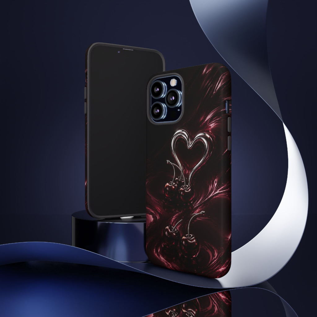 Dark Cherry Chrome Heart Phone Case