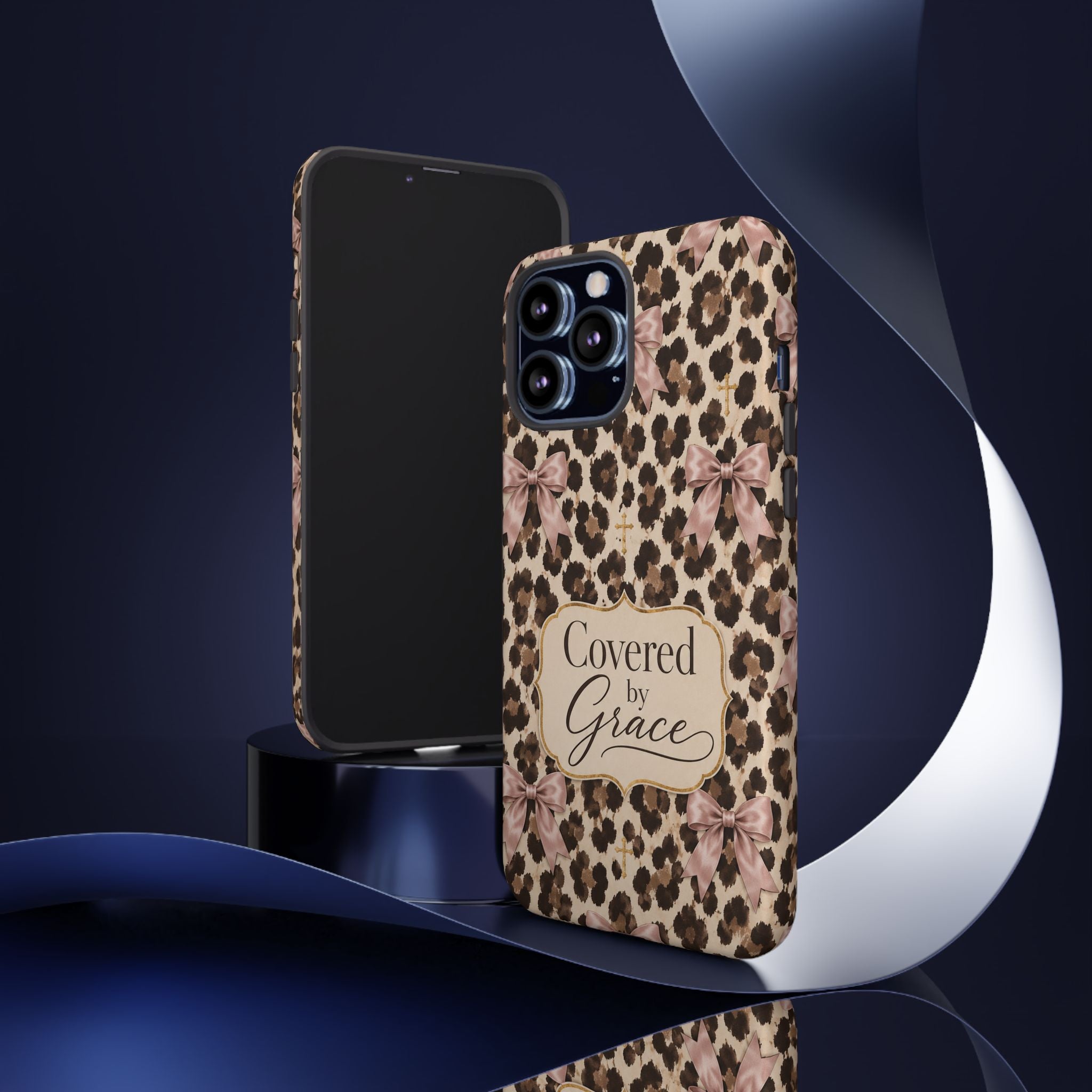 Covered by Grace Leopard Bow Christian Phone Case