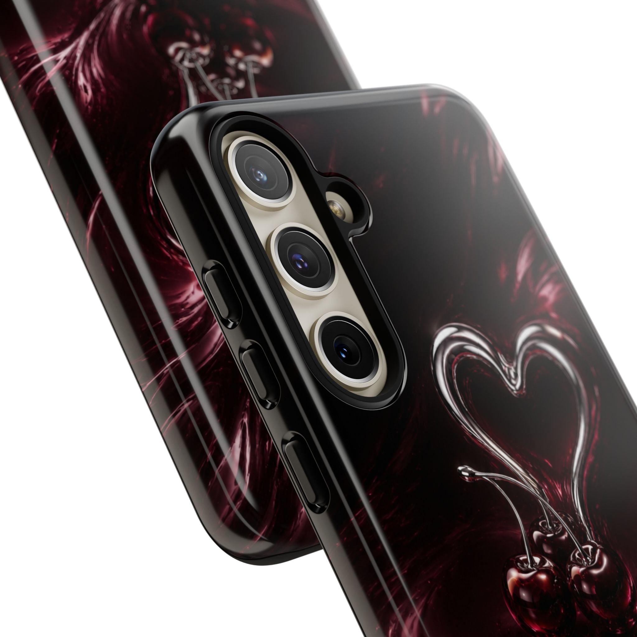 Dark Cherry Chrome Heart Phone Case