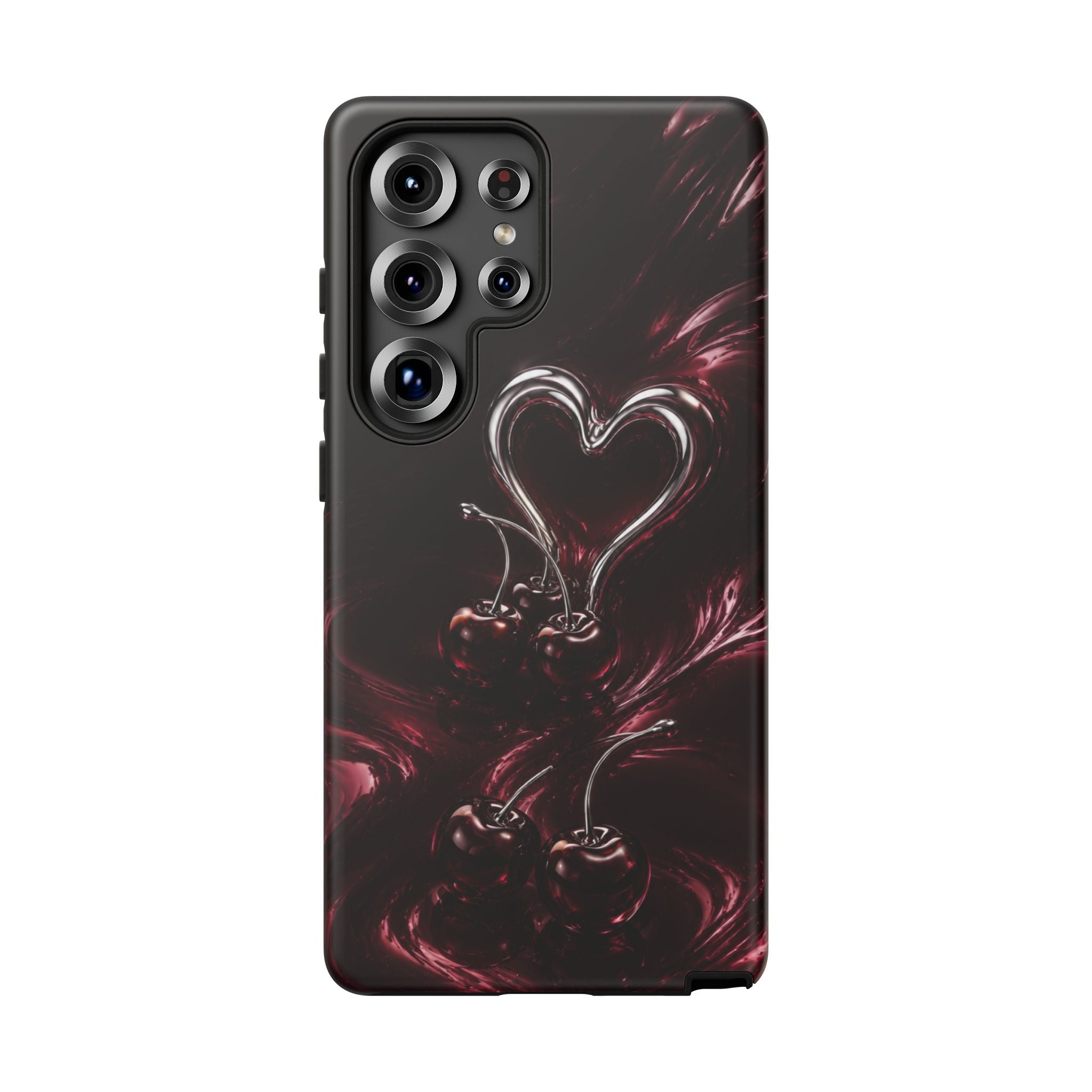 Dark Cherry Chrome Heart Phone Case