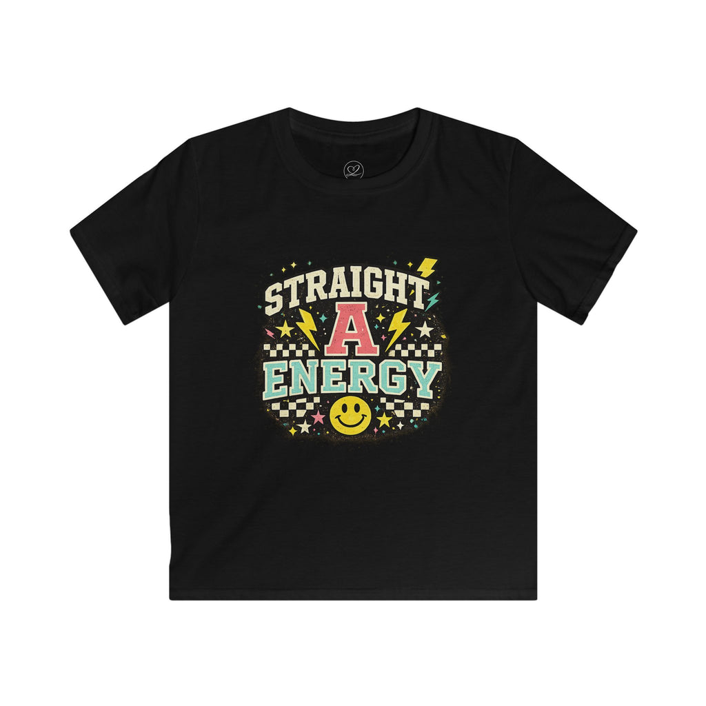 Kids "Straight A Energy" T-Shirt — Retro Smile Back-to-School Tee