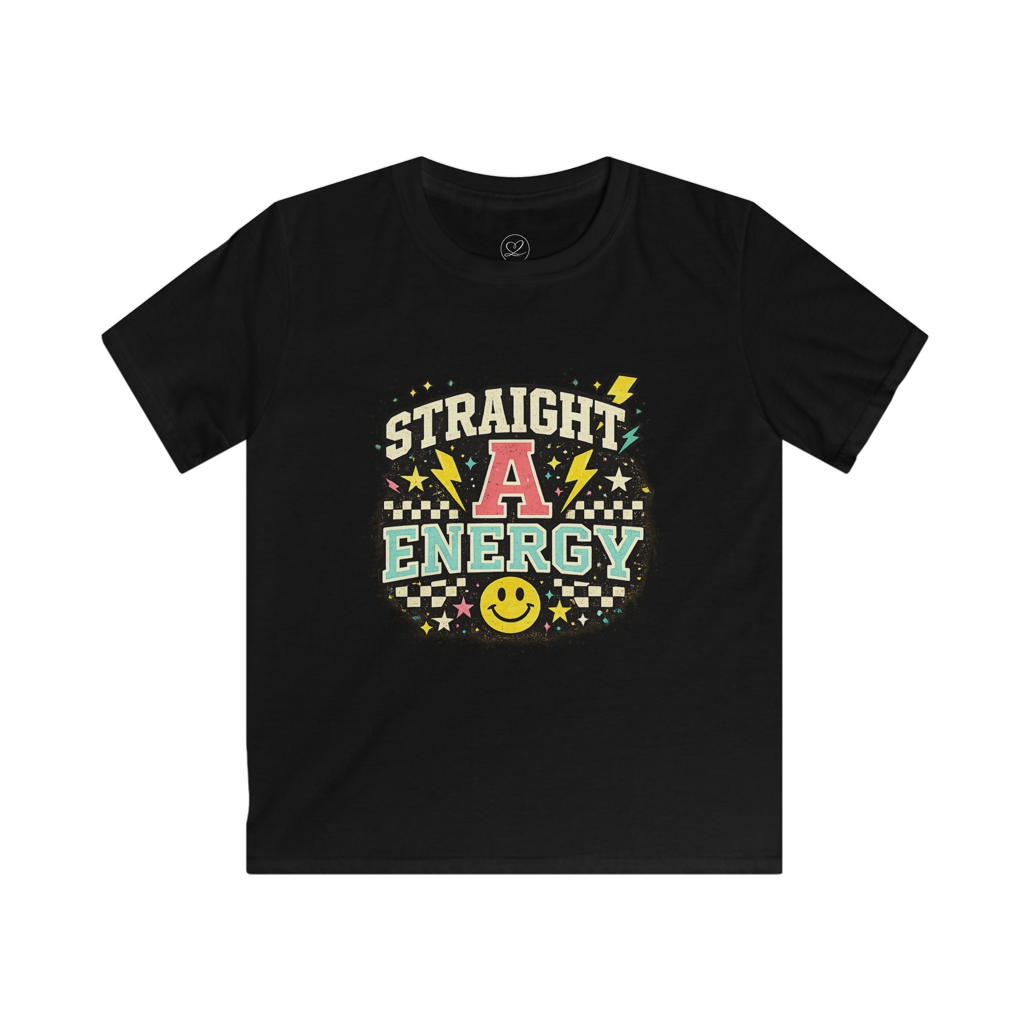 Kids "Straight A Energy" T-Shirt — Retro Smile Back-to-School Tee