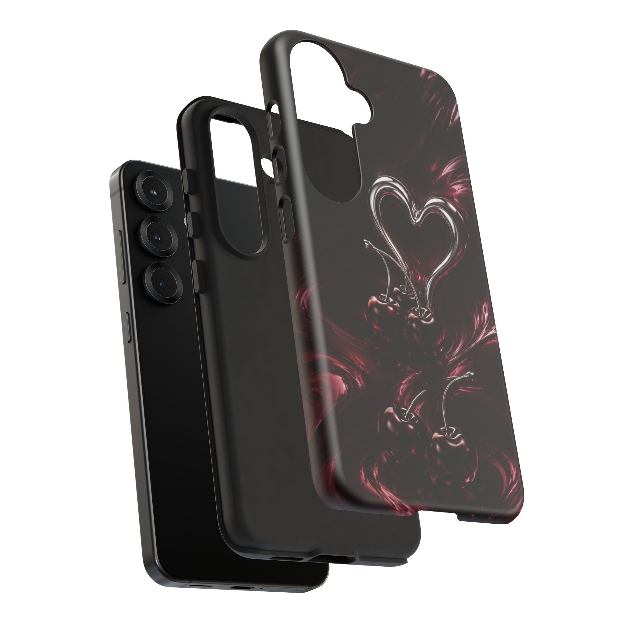 Dark Cherry Chrome Heart Phone Case