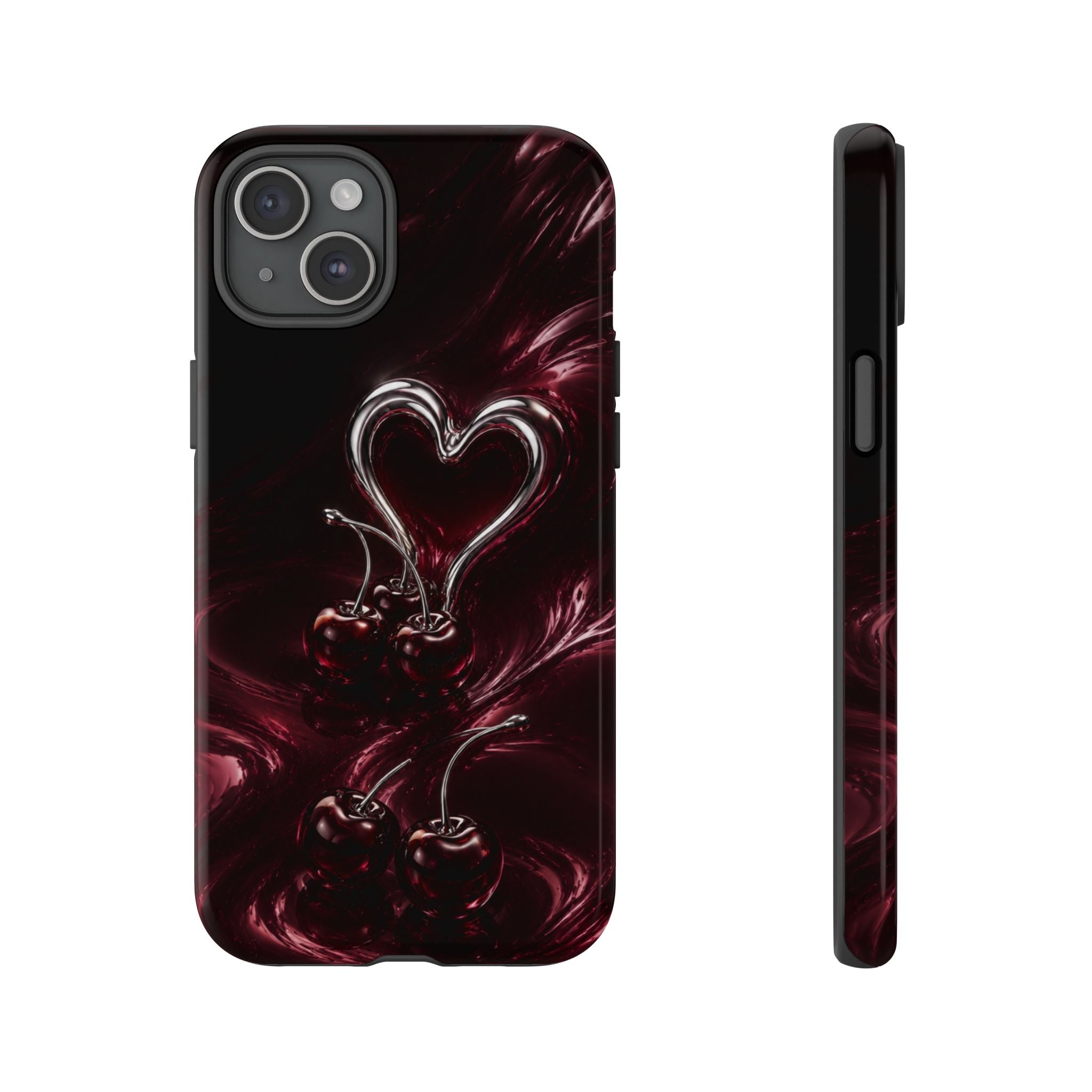 Dark Cherry Chrome Heart Phone Case