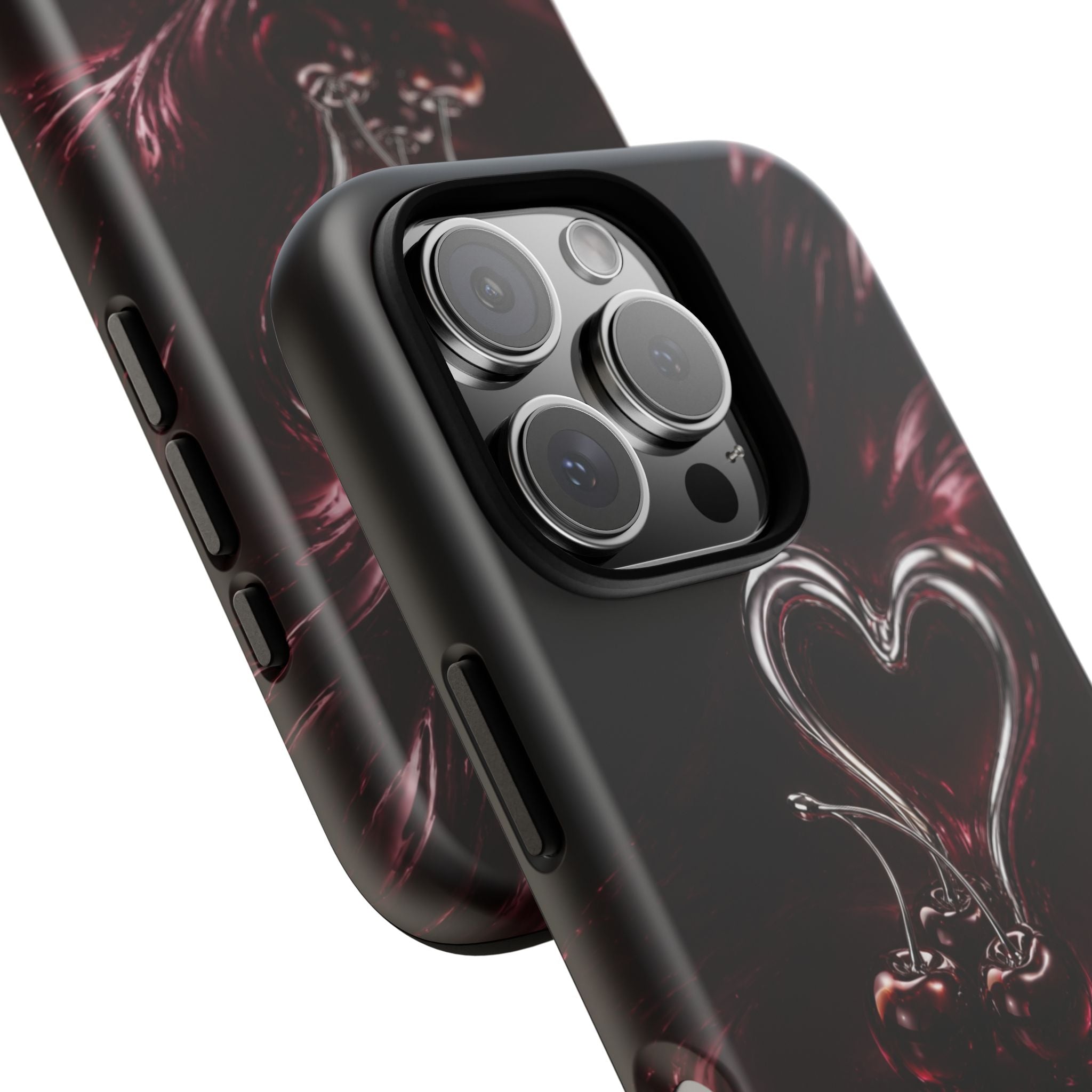 Dark Cherry Chrome Heart Phone Case