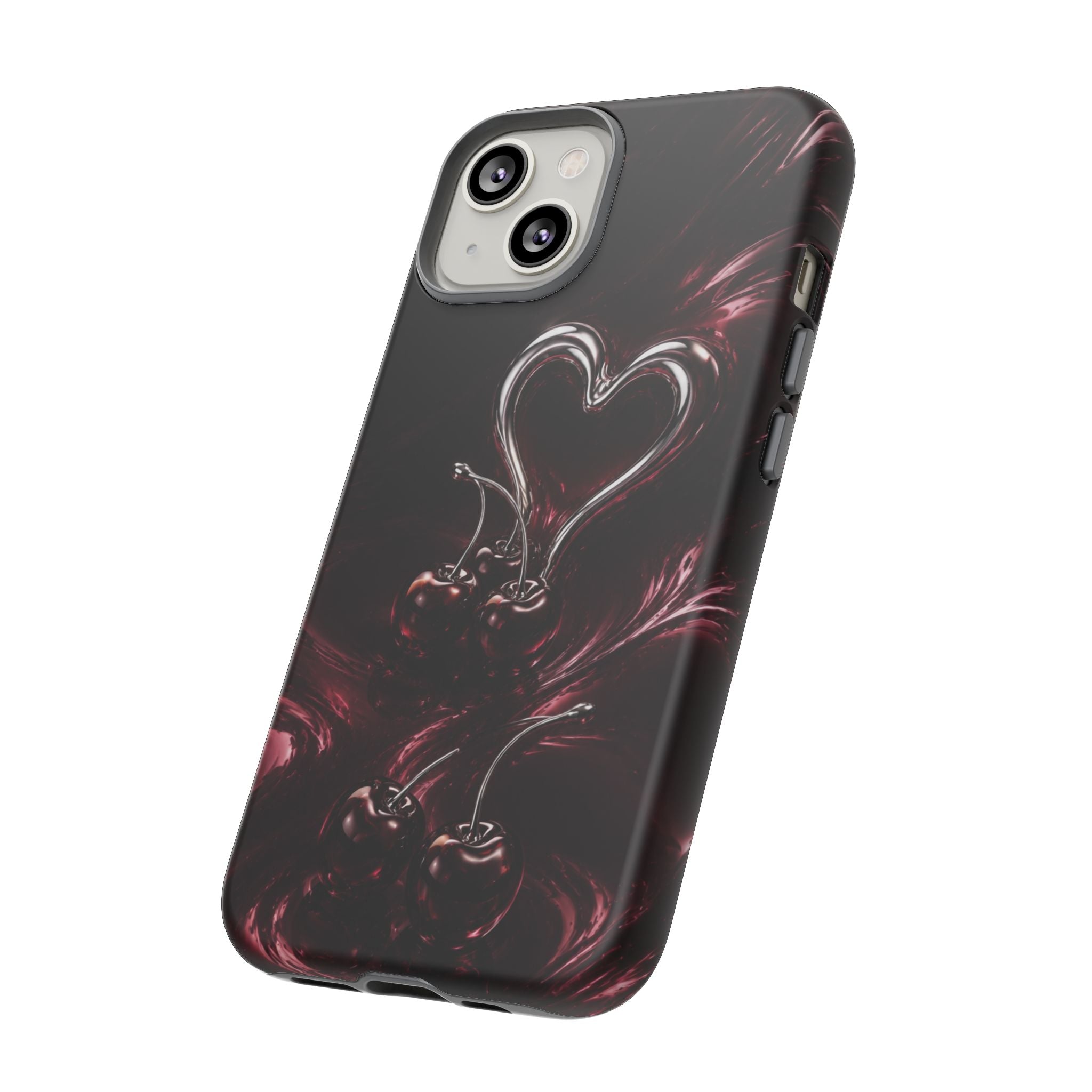 Dark Cherry Chrome Heart Phone Case