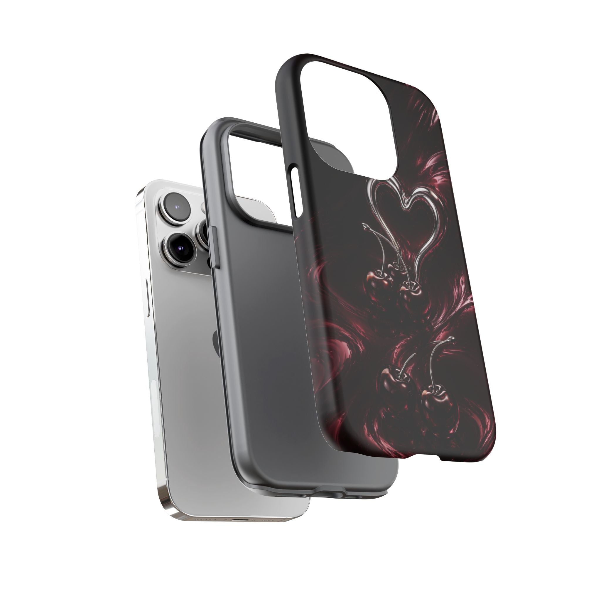 Dark Cherry Chrome Heart Phone Case