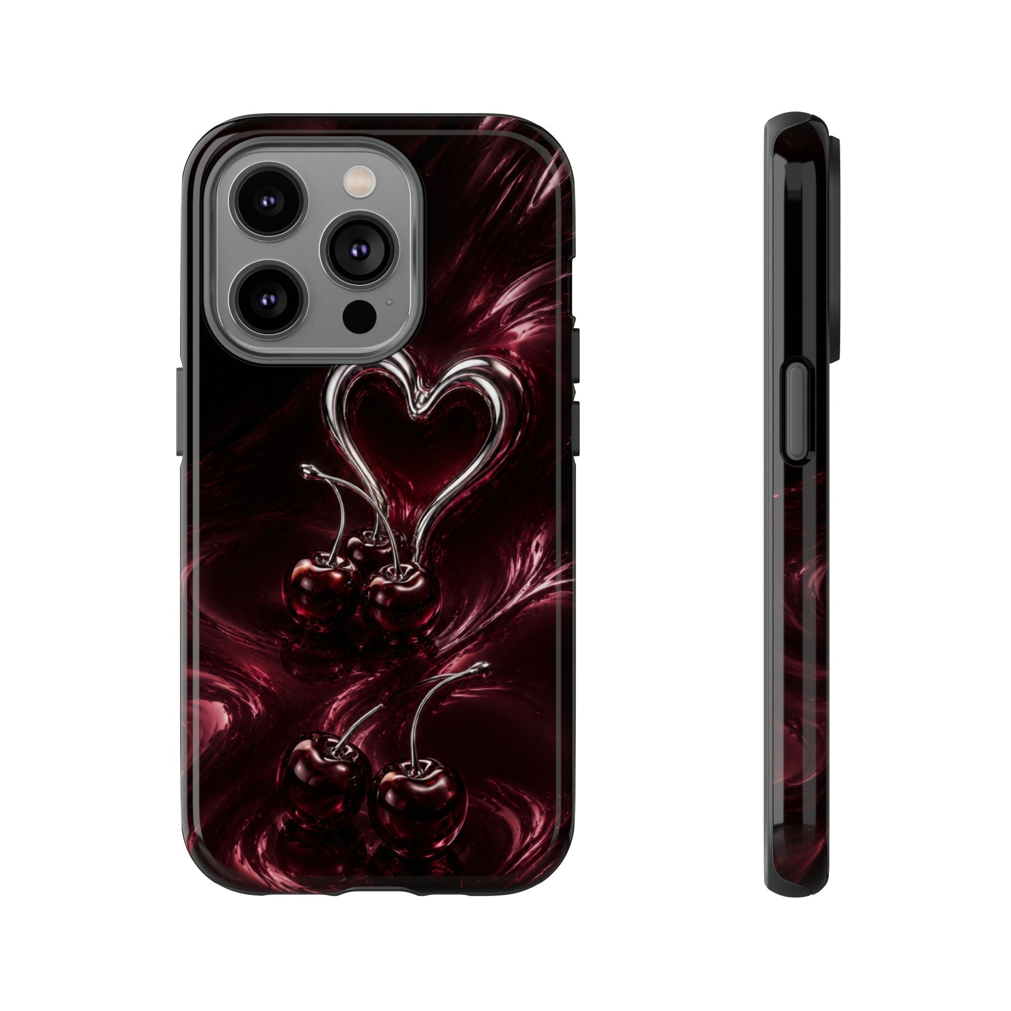 Dark Cherry Chrome Heart Phone Case