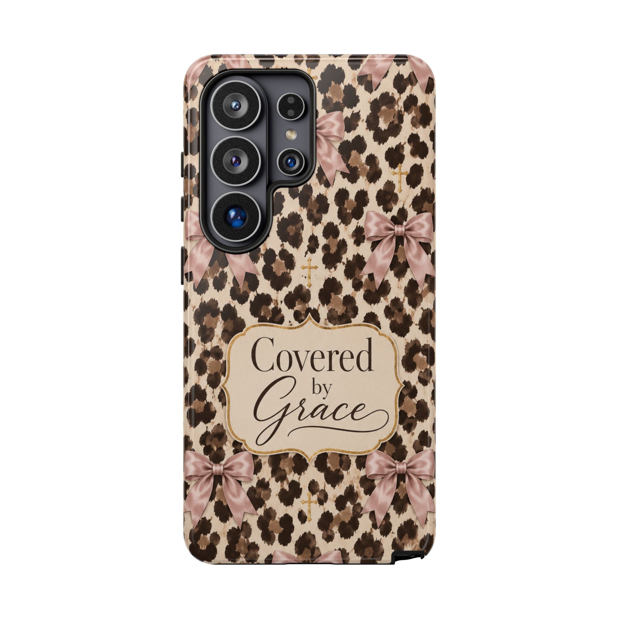 Covered by Grace Leopard Bow Christian Phone Case