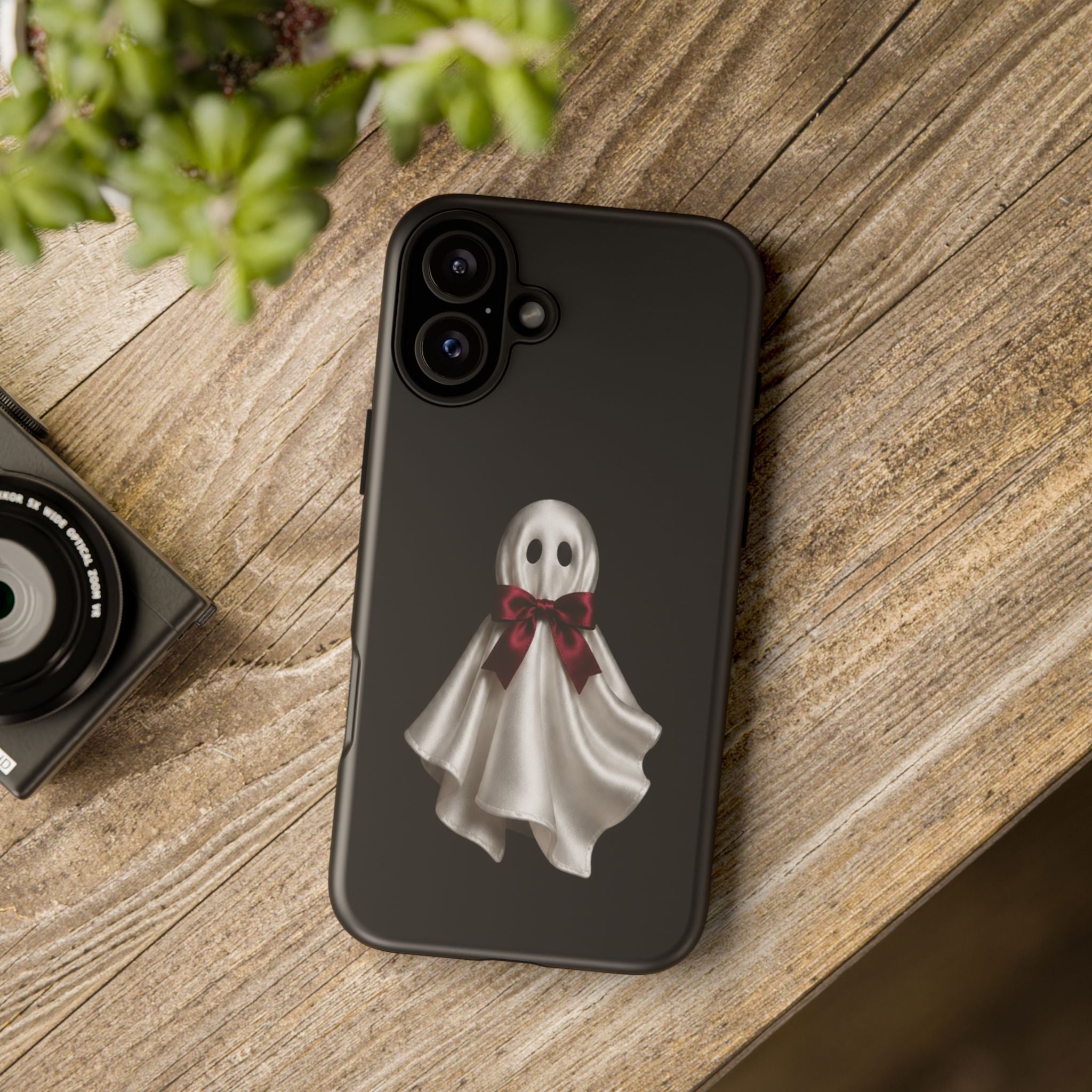 Burgundy Bow Ghost Spooky Phone Case