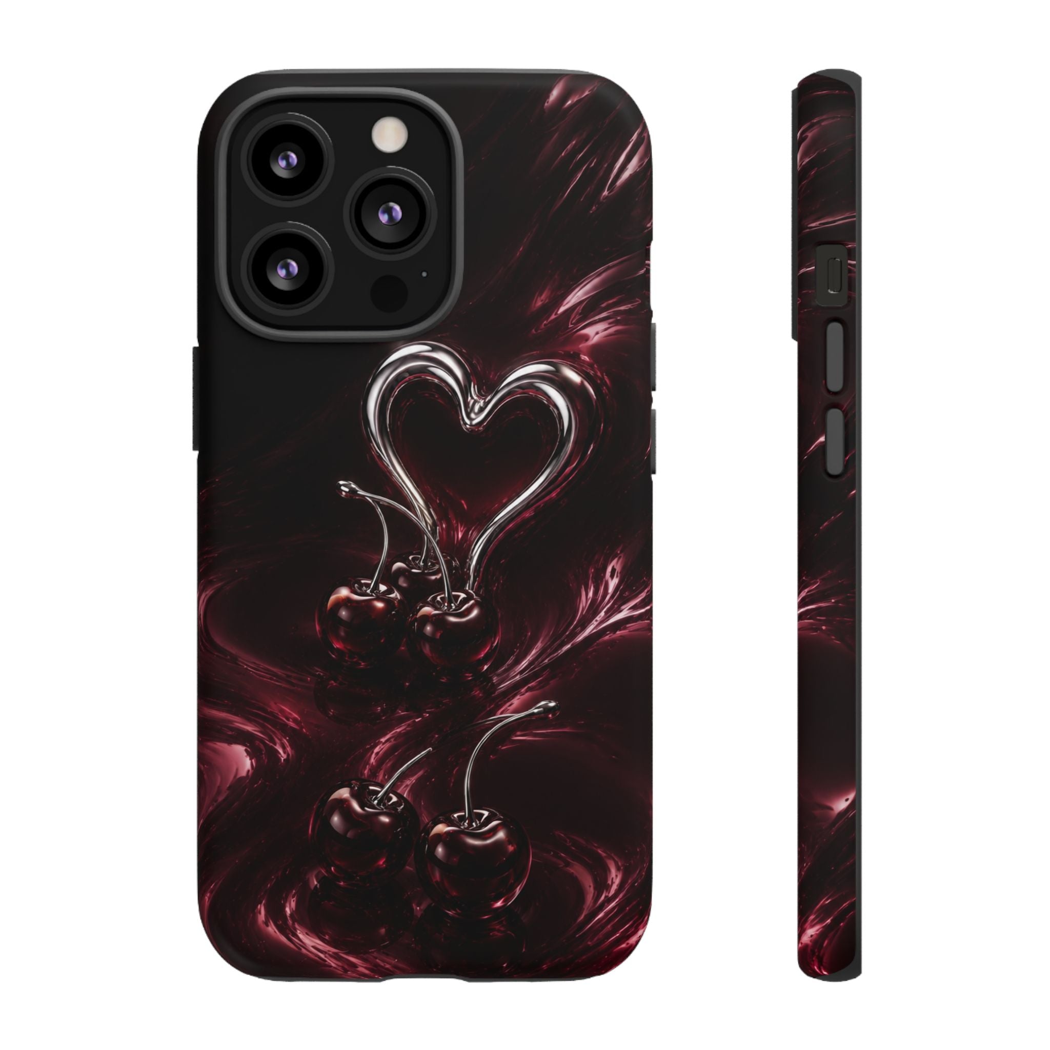 Dark Cherry Chrome Heart Phone Case