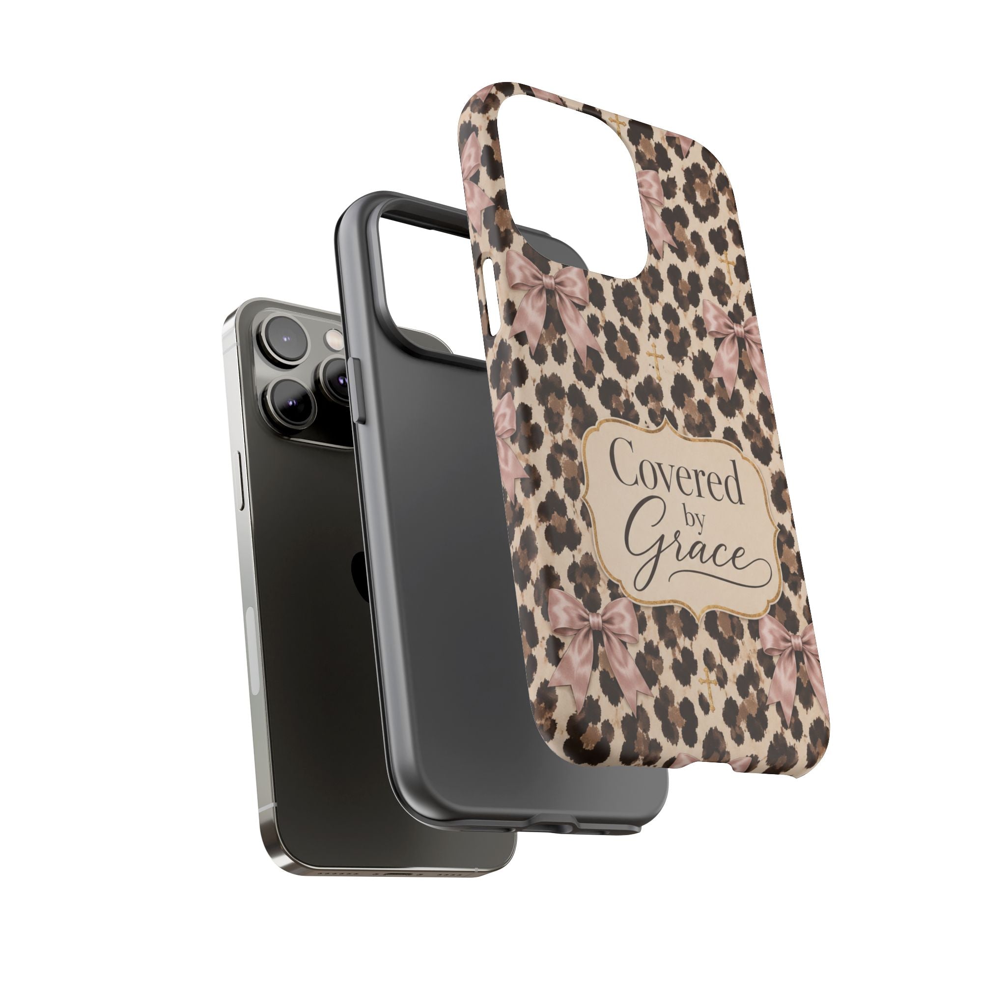 Covered by Grace Leopard Bow Christian Phone Case