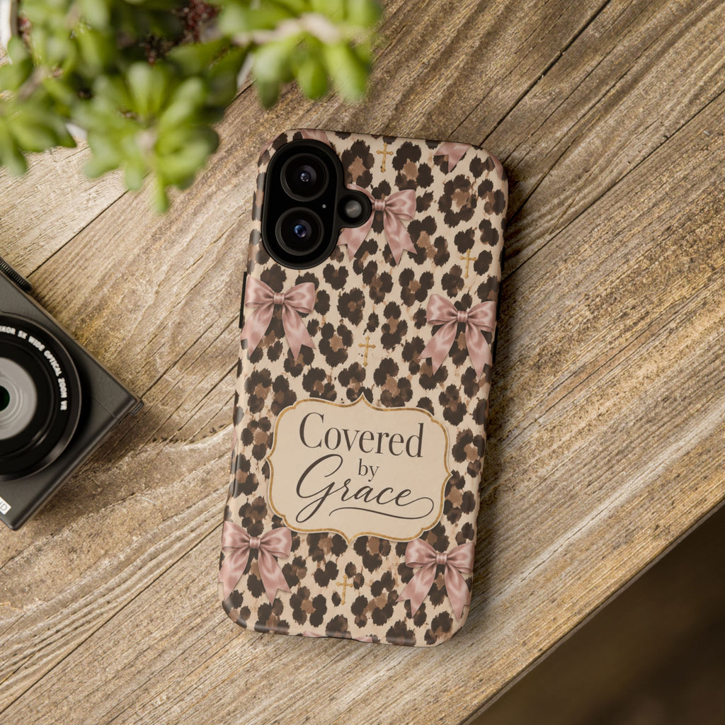 Covered by Grace Leopard Bow Christian Phone Case