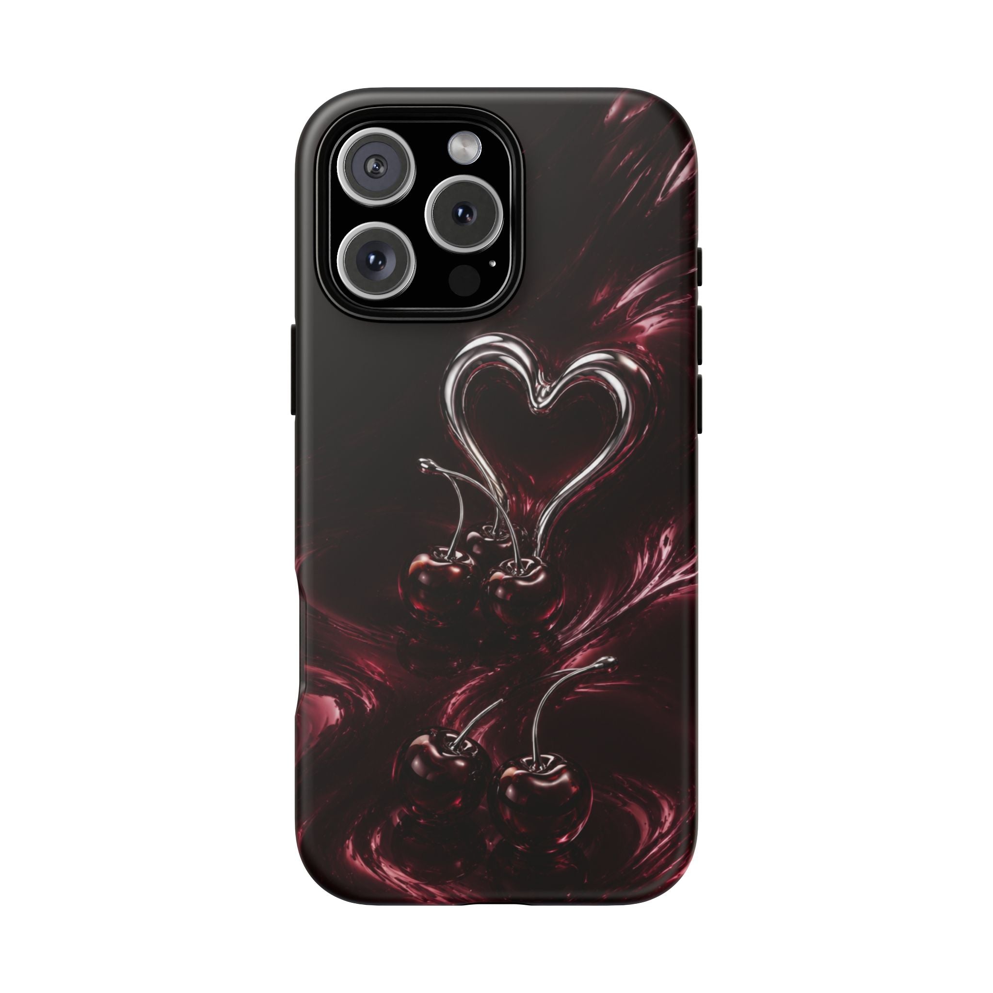 Dark Cherry Chrome Heart Phone Case