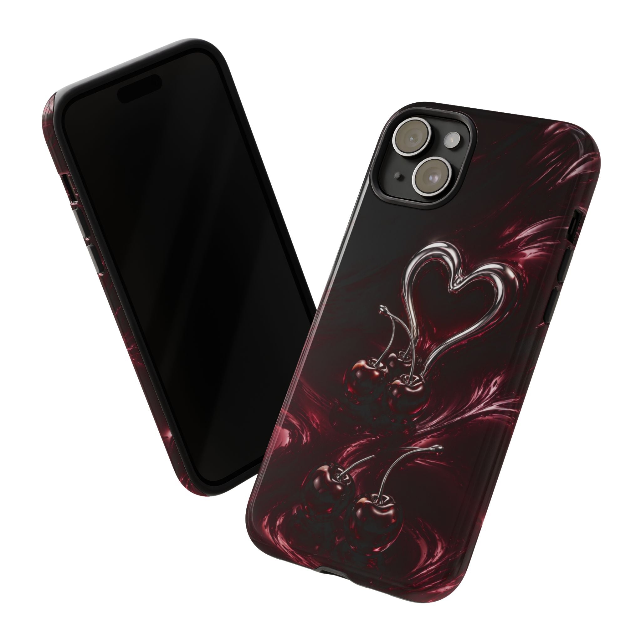 Dark Cherry Chrome Heart Phone Case