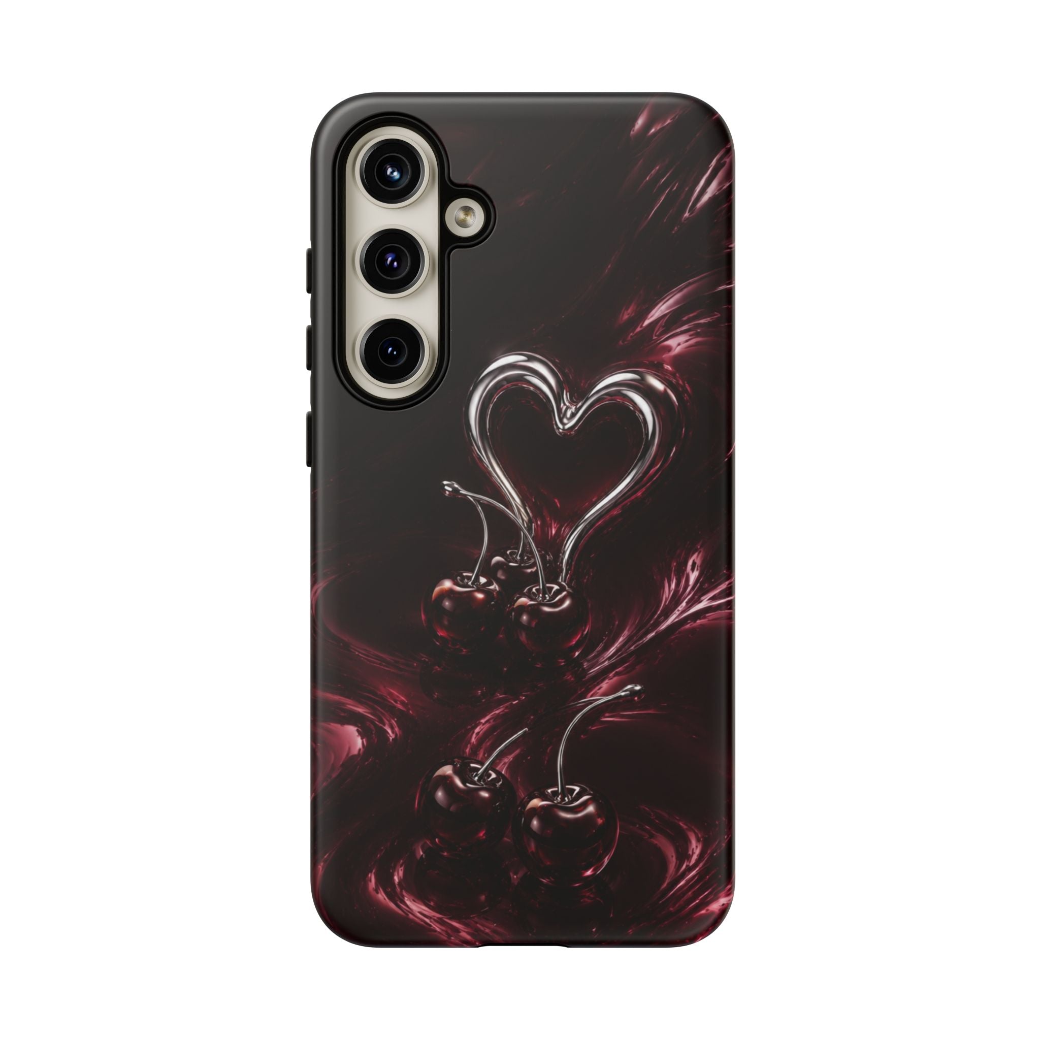 Dark Cherry Chrome Heart Phone Case