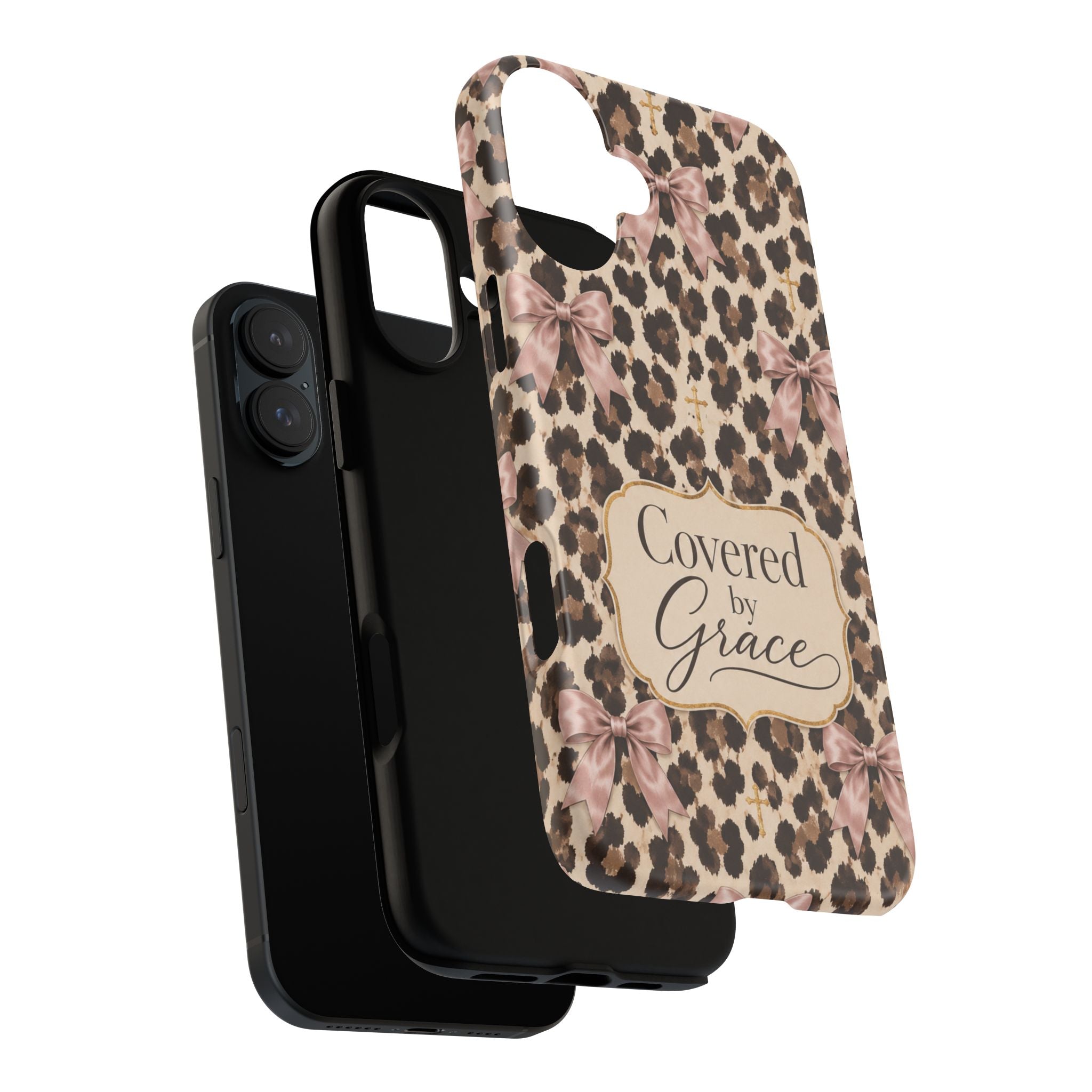 Covered by Grace Leopard Bow Christian Phone Case