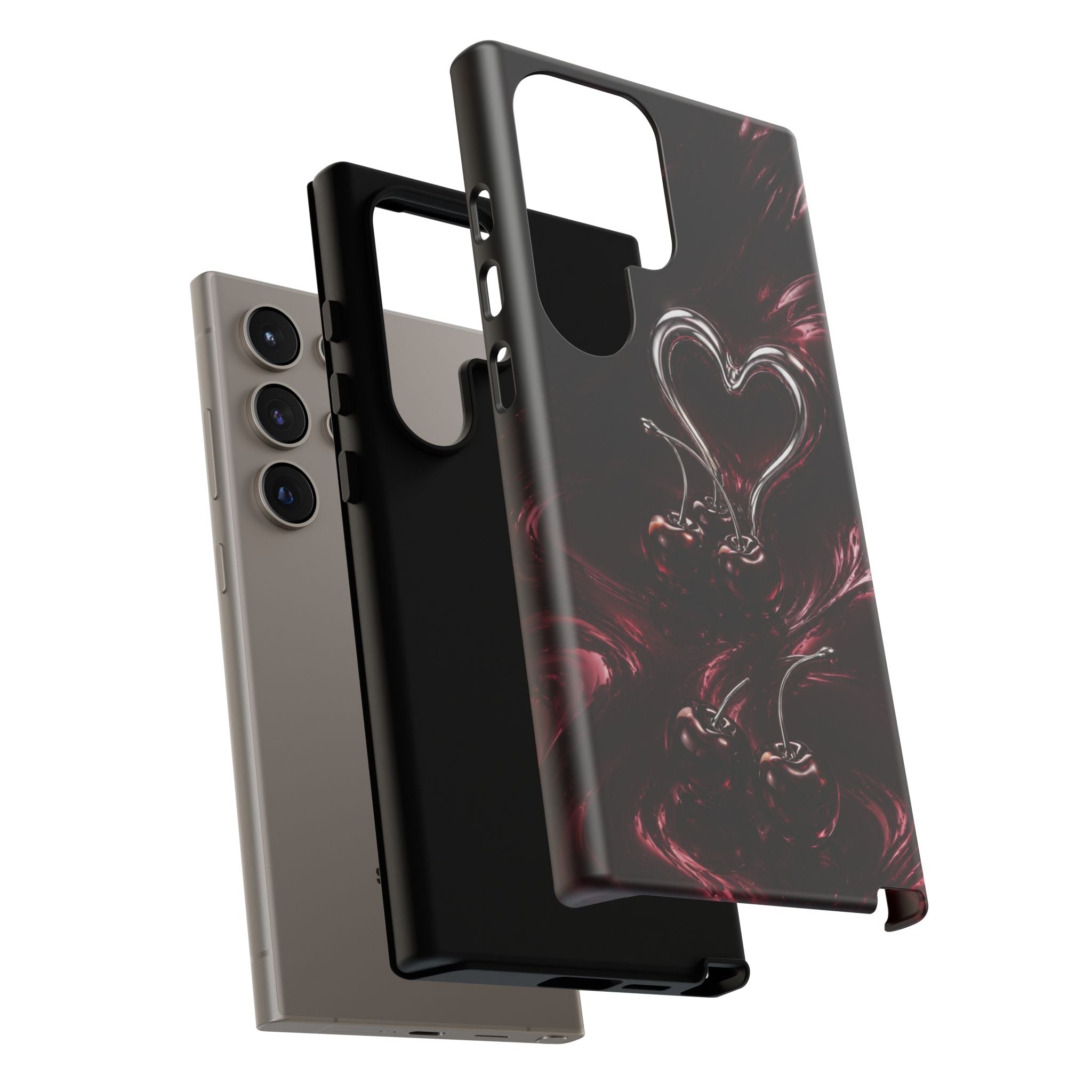 Dark Cherry Chrome Heart Phone Case