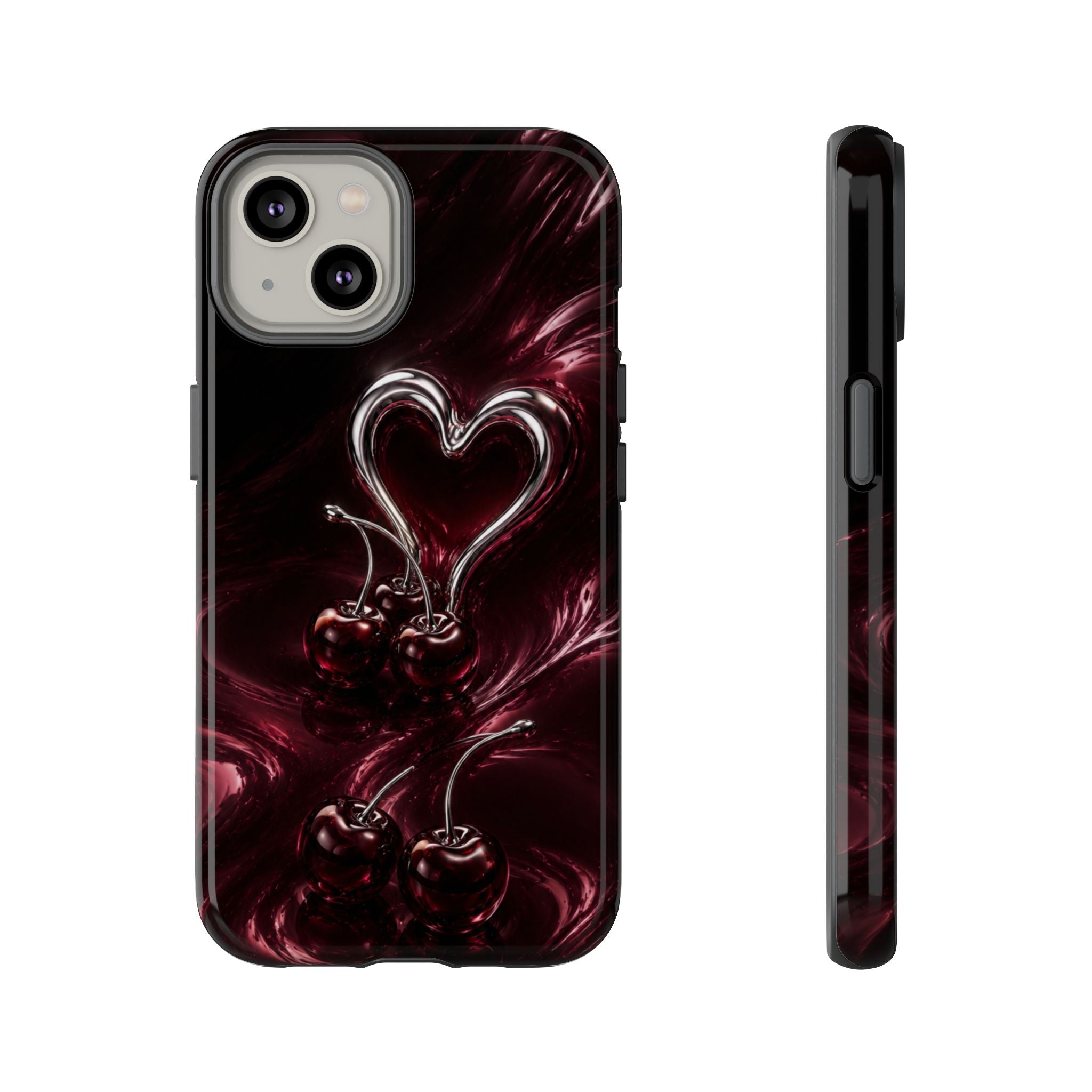 Dark Cherry Chrome Heart Phone Case