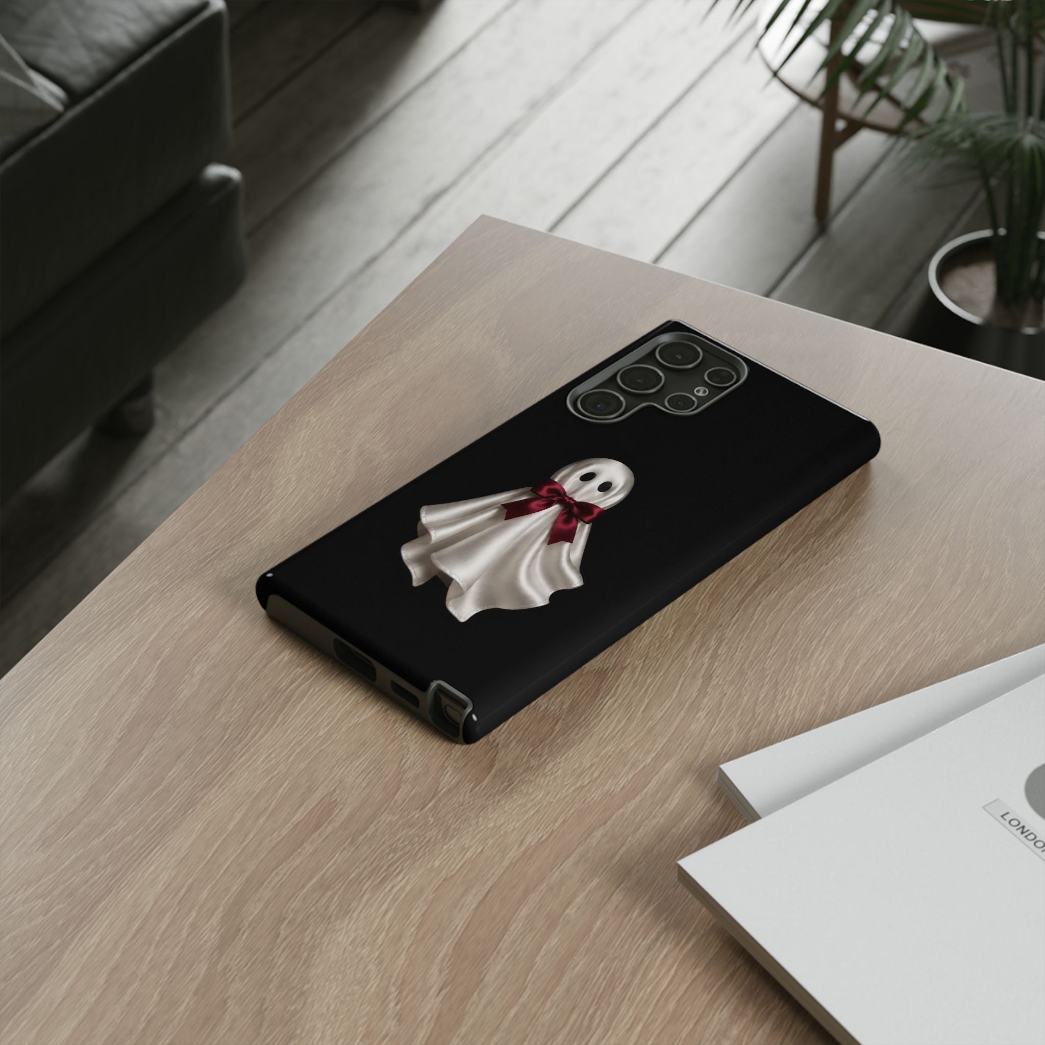 Burgundy Bow Ghost Spooky Phone Case