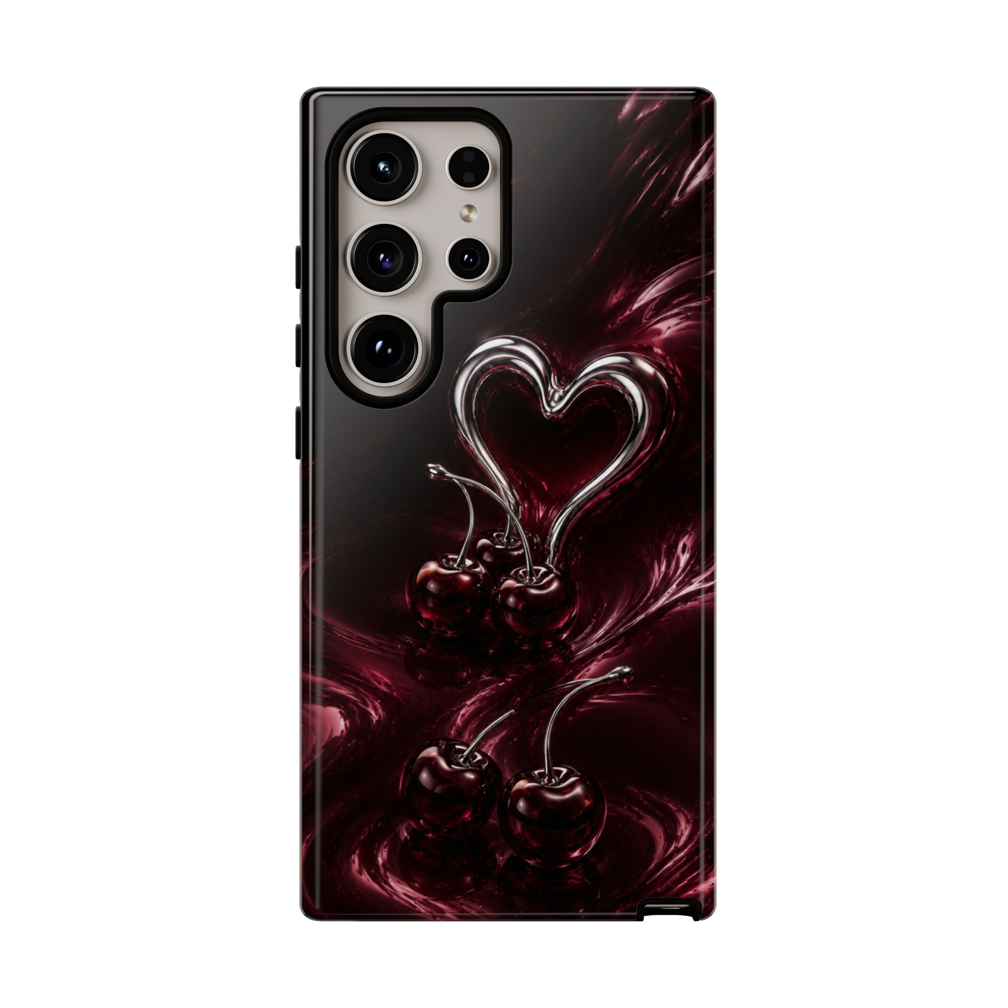 Dark Cherry Chrome Heart Phone Case