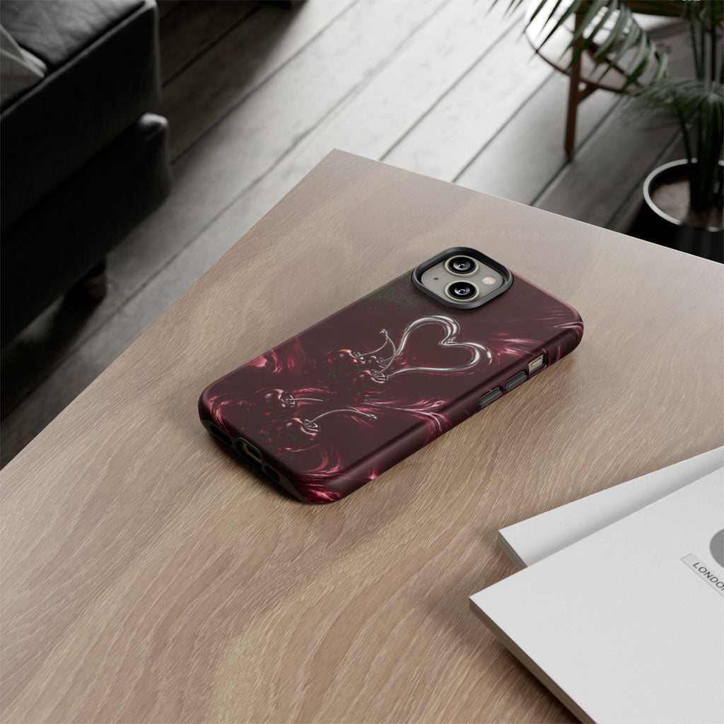Dark Cherry Chrome Heart Phone Case