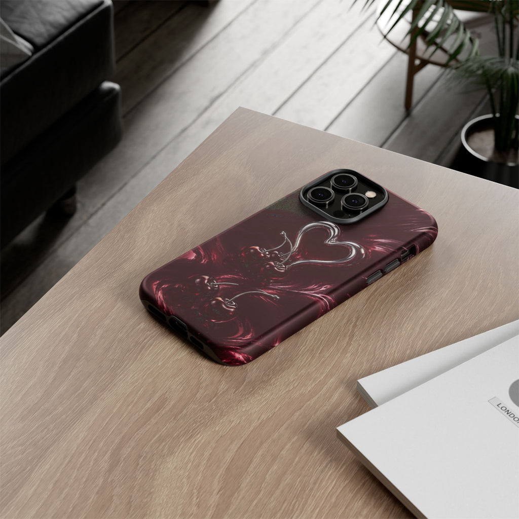 Dark Cherry Chrome Heart Phone Case