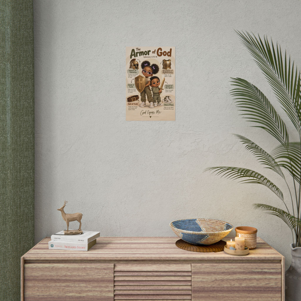 Armor of God Christian Kids Poster | Ephesians 6:10–18 Bible Wall Art