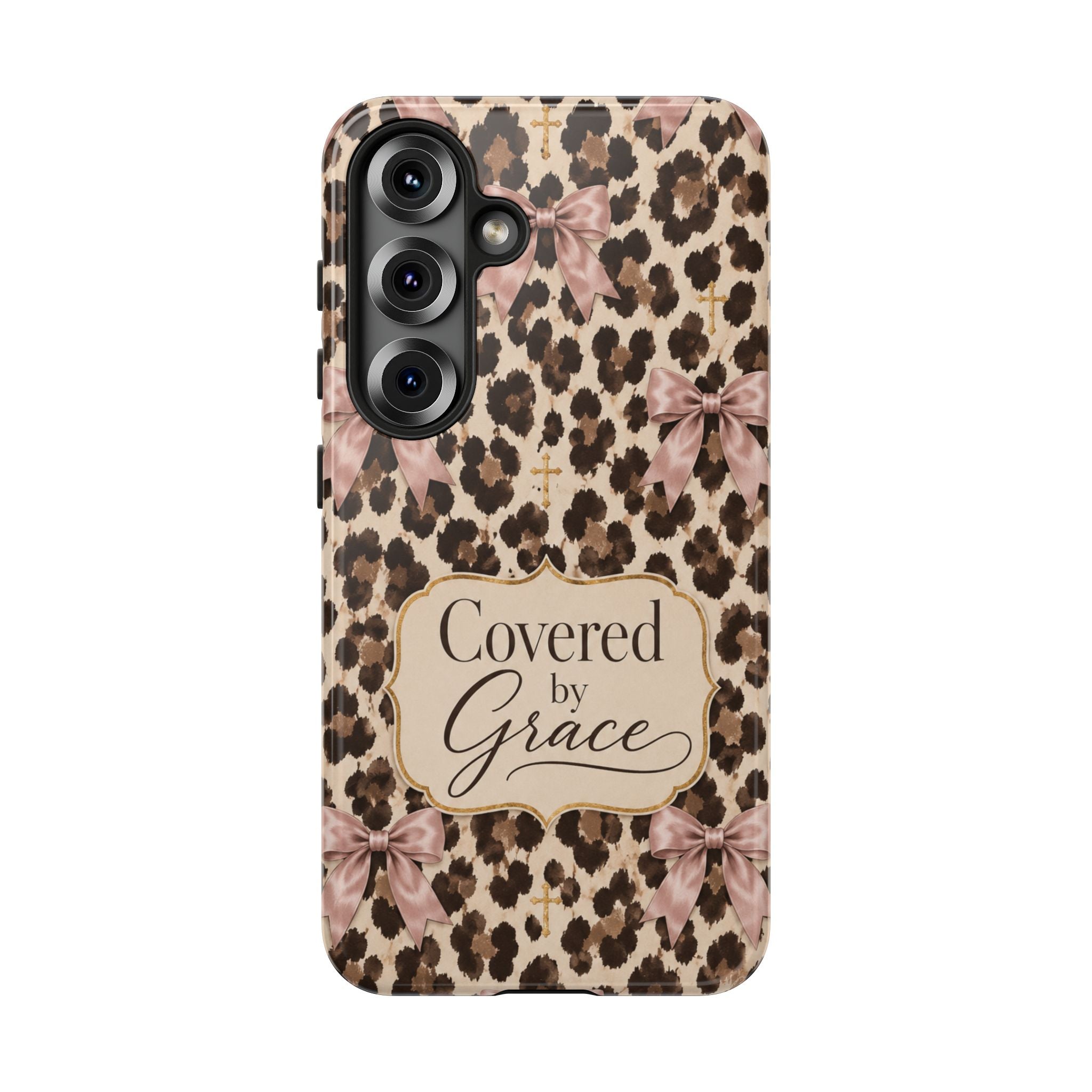 Covered by Grace Leopard Bow Christian Phone Case