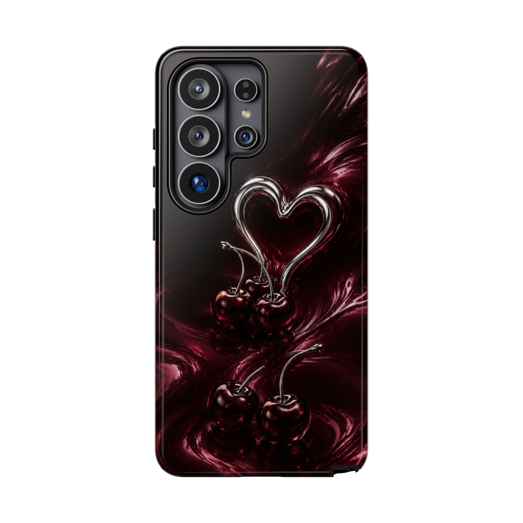 Dark Cherry Chrome Heart Phone Case