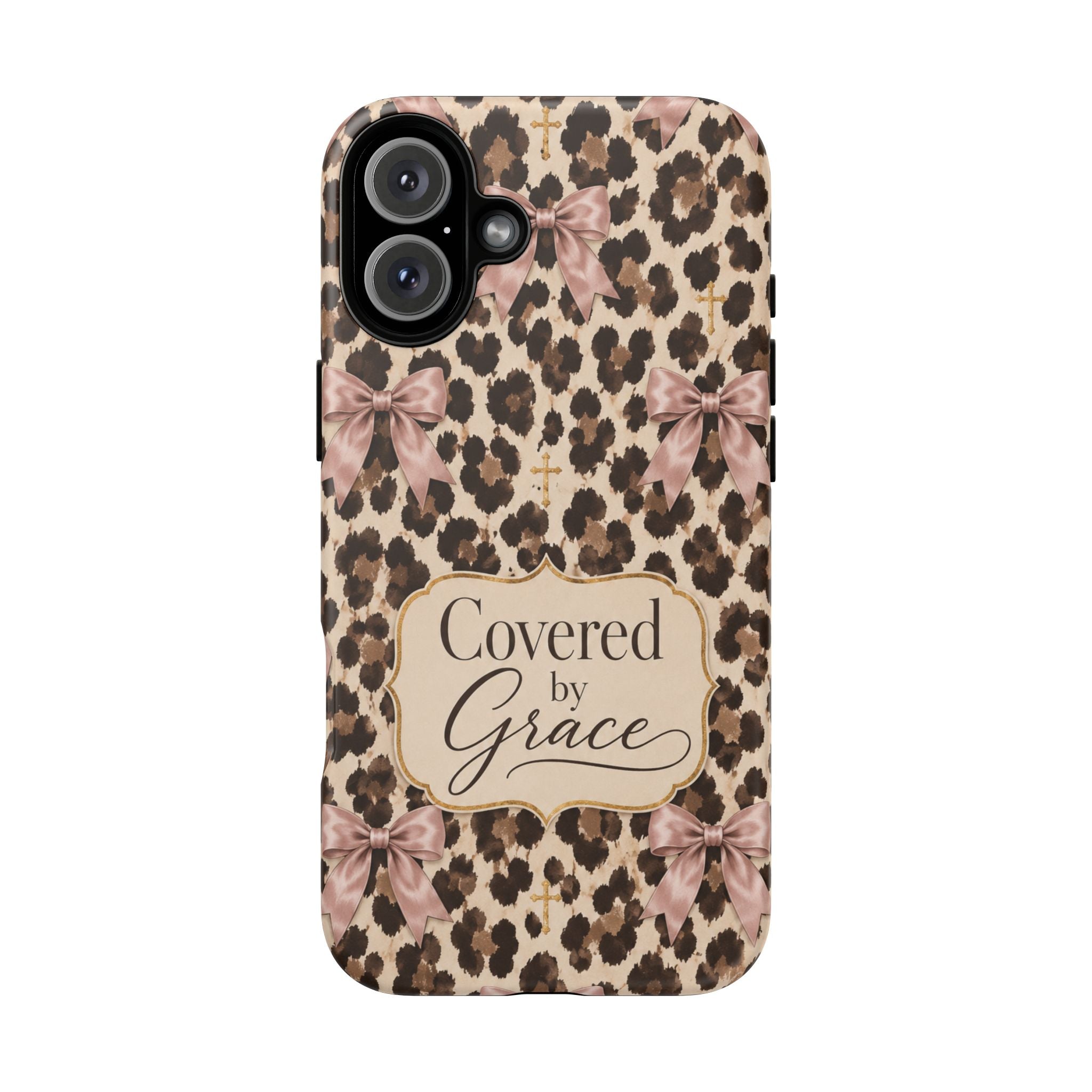Covered by Grace Leopard Bow Christian Phone Case