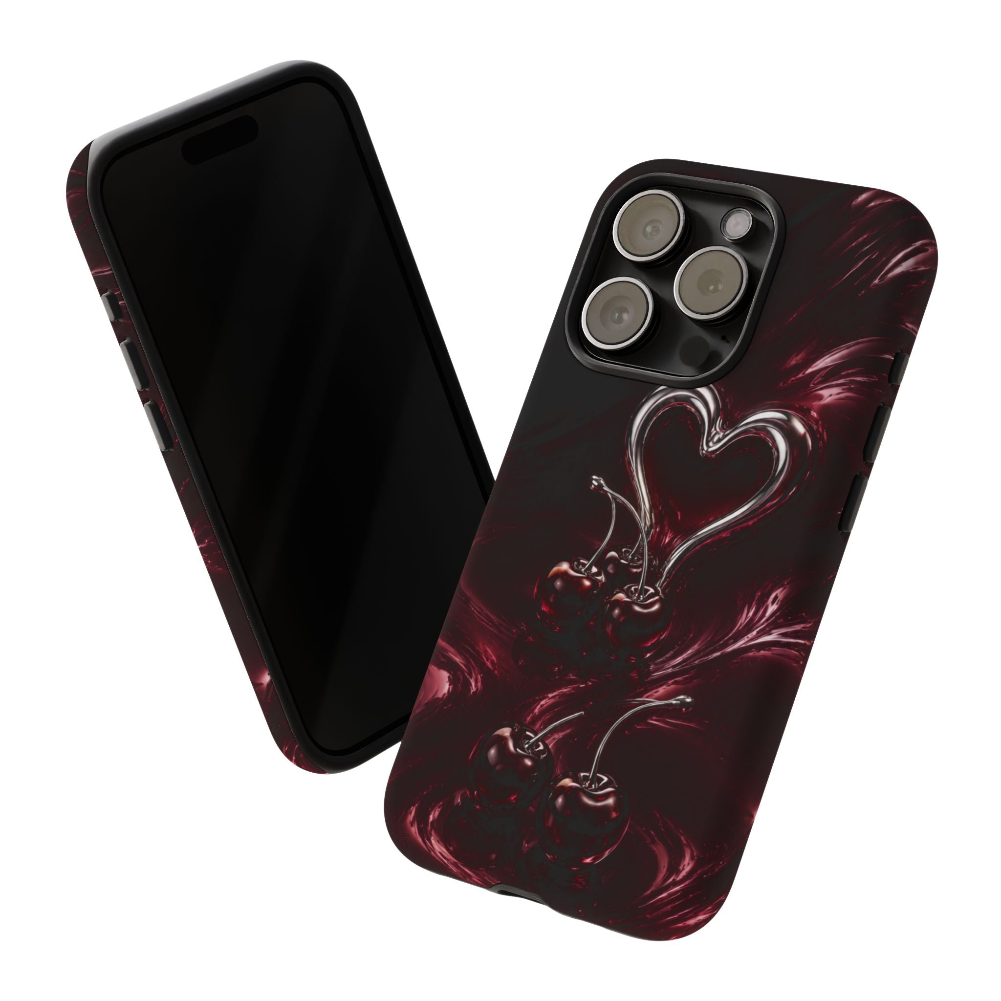 Dark Cherry Chrome Heart Phone Case