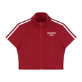 The Luxuri Girl Cropped Full Zip Short Sleeve T-Shirt
