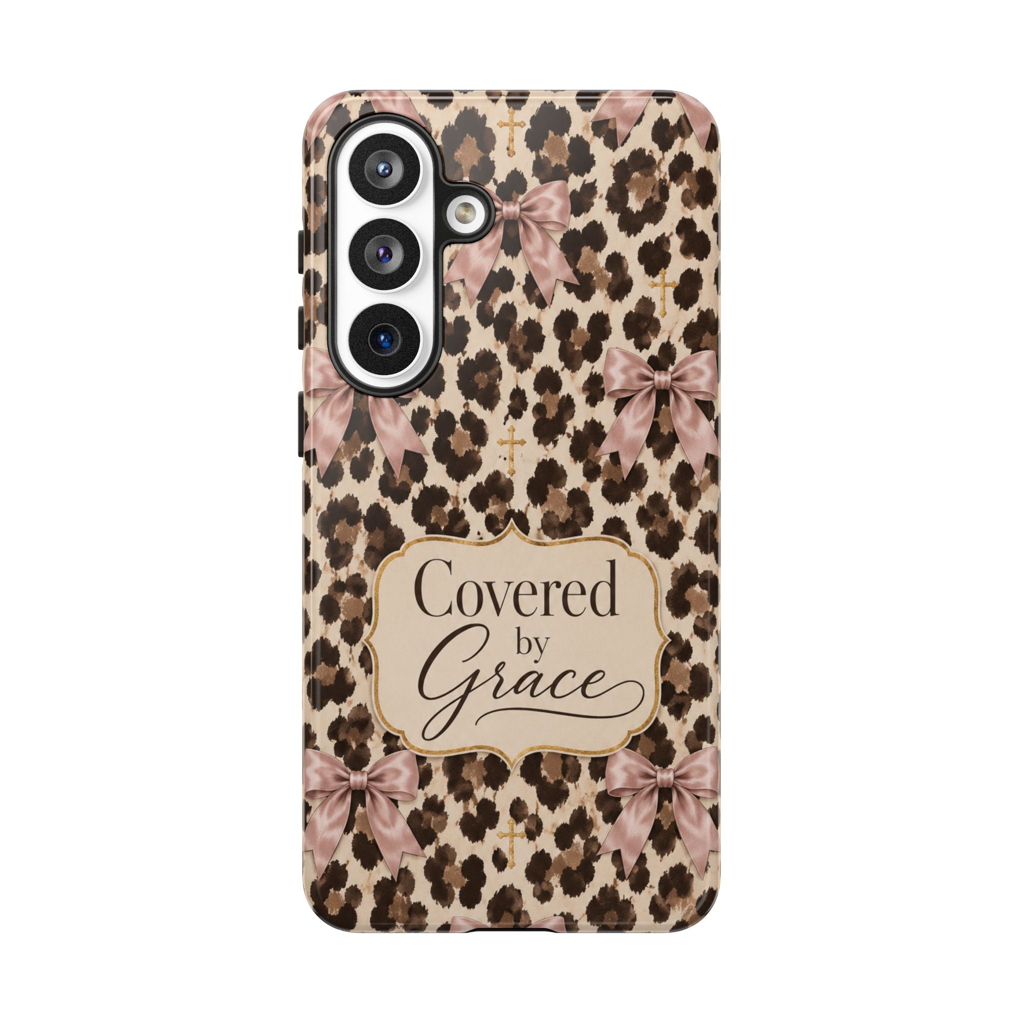 Covered by Grace Leopard Bow Christian Phone Case