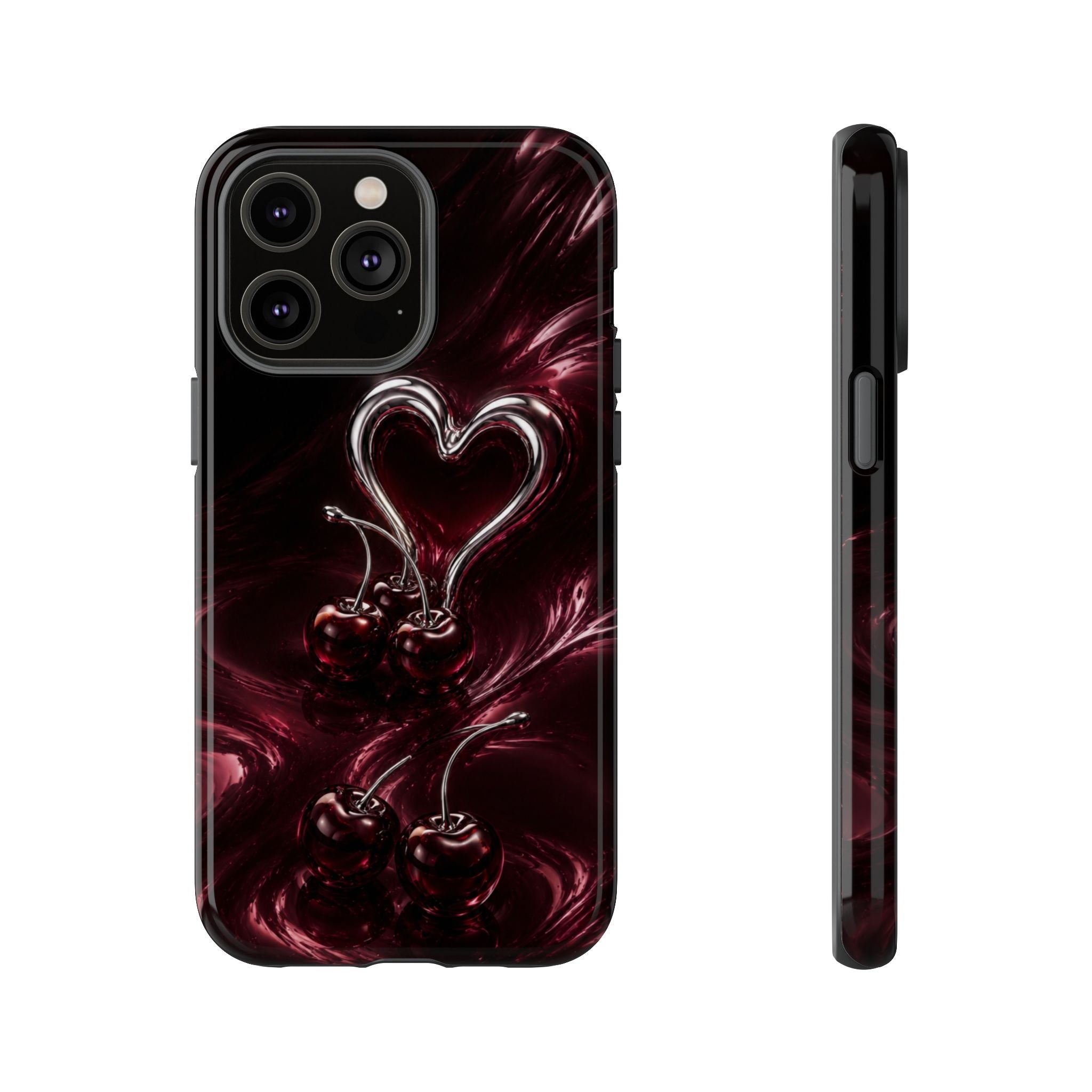 Dark Cherry Chrome Heart Phone Case