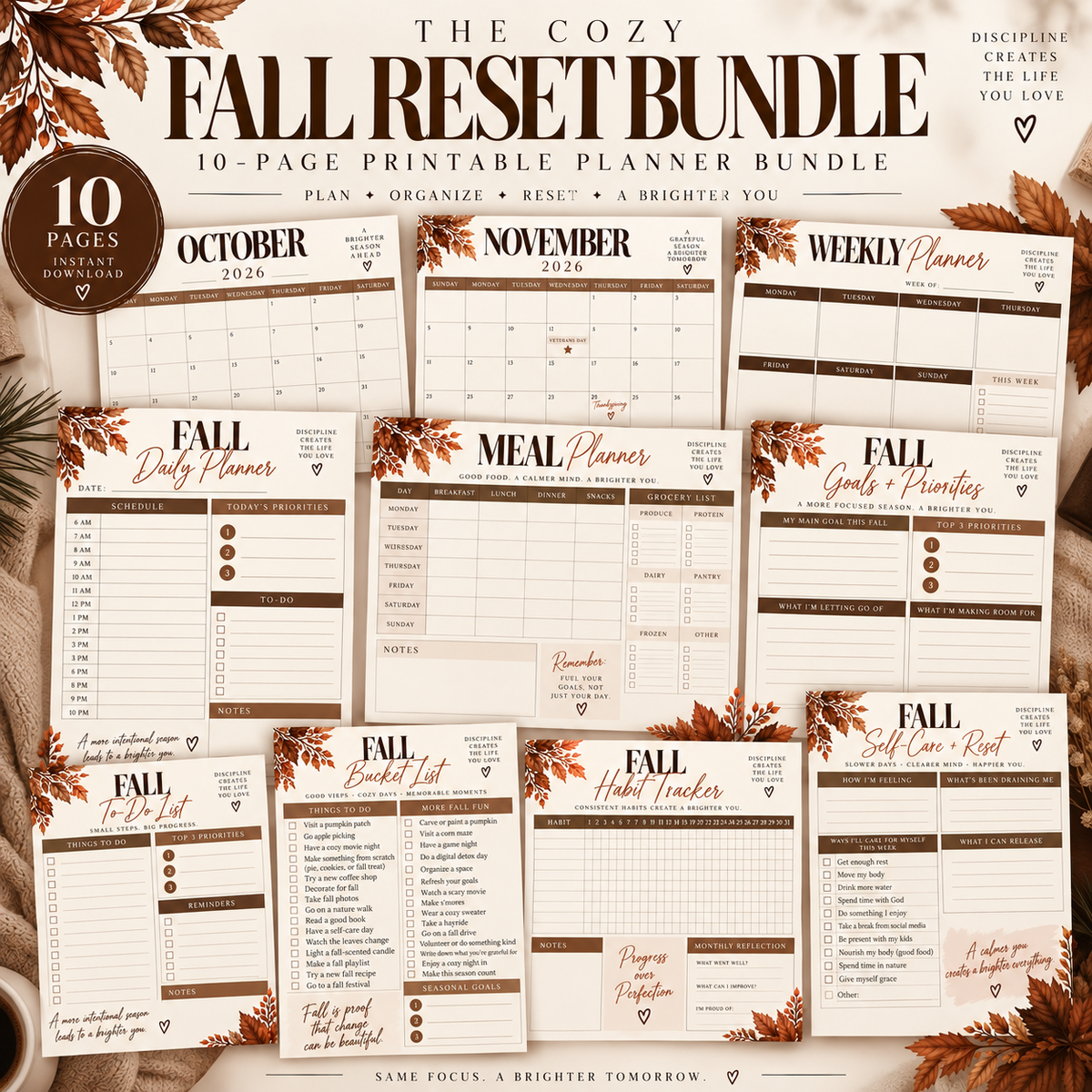 The Cozy Fall Reset Bundle | 10-Page Printable Planner
