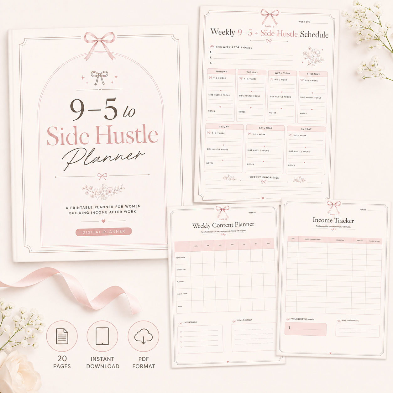 9–5 to Side Hustle Planner | 20-Page Digital Planner