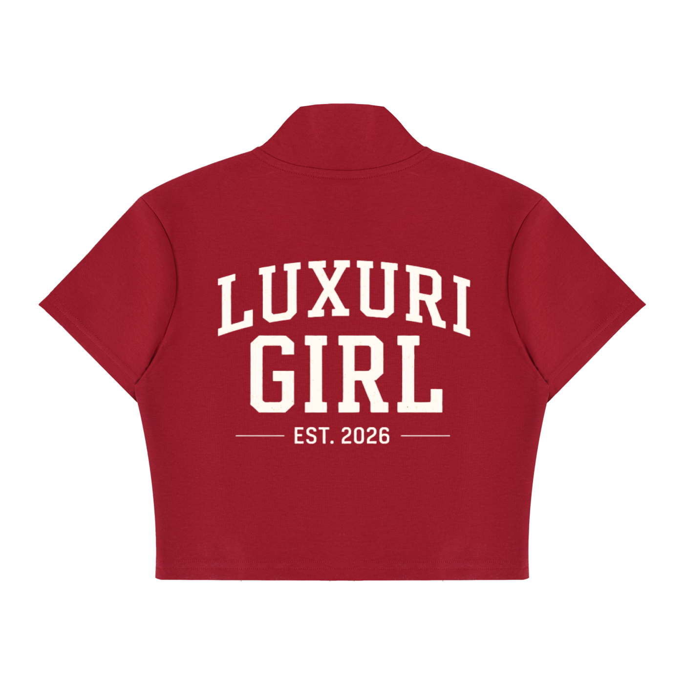 The Luxuri Girl Cropped Full Zip Short Sleeve T-Shirt